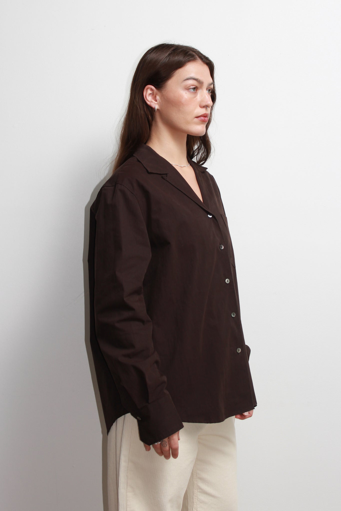 Oslo Cotton Shirt in Dark Brown
