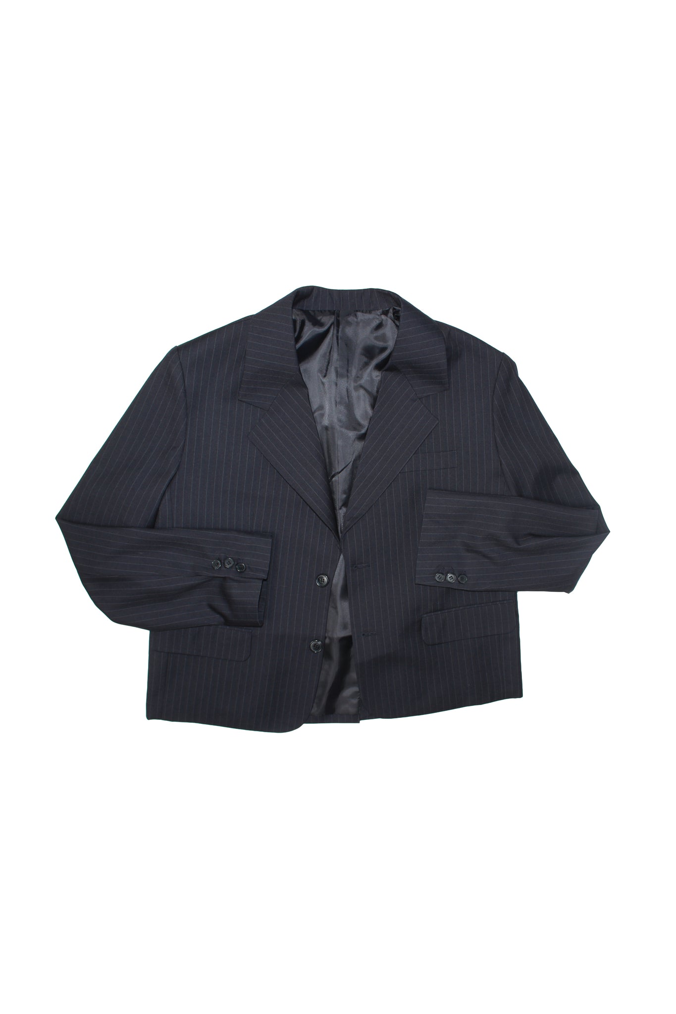 Jenna Pin Stripe Crop Blazer in Navy