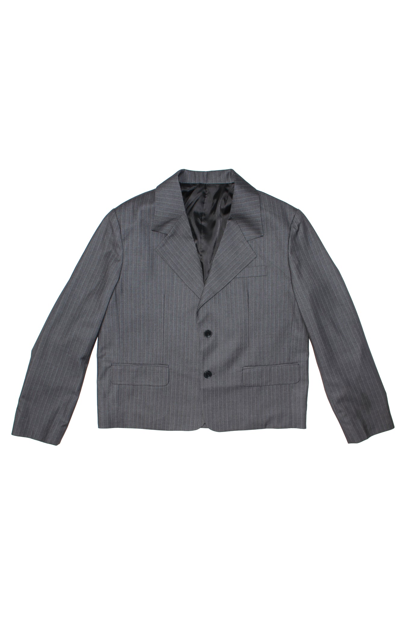 Jenna Pin Stripe Crop Blazer in Charcoal