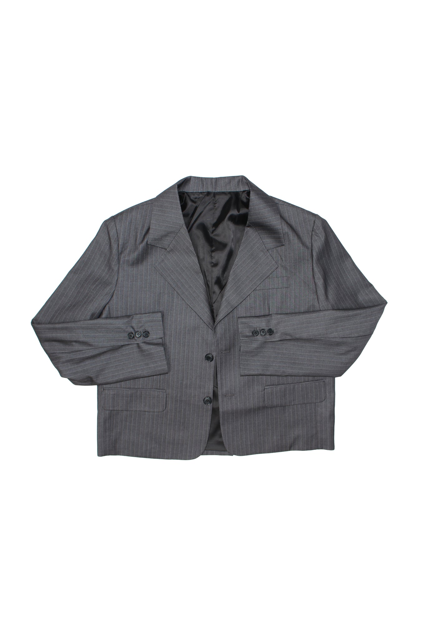 Jenna Pin Stripe Crop Blazer in Charcoal