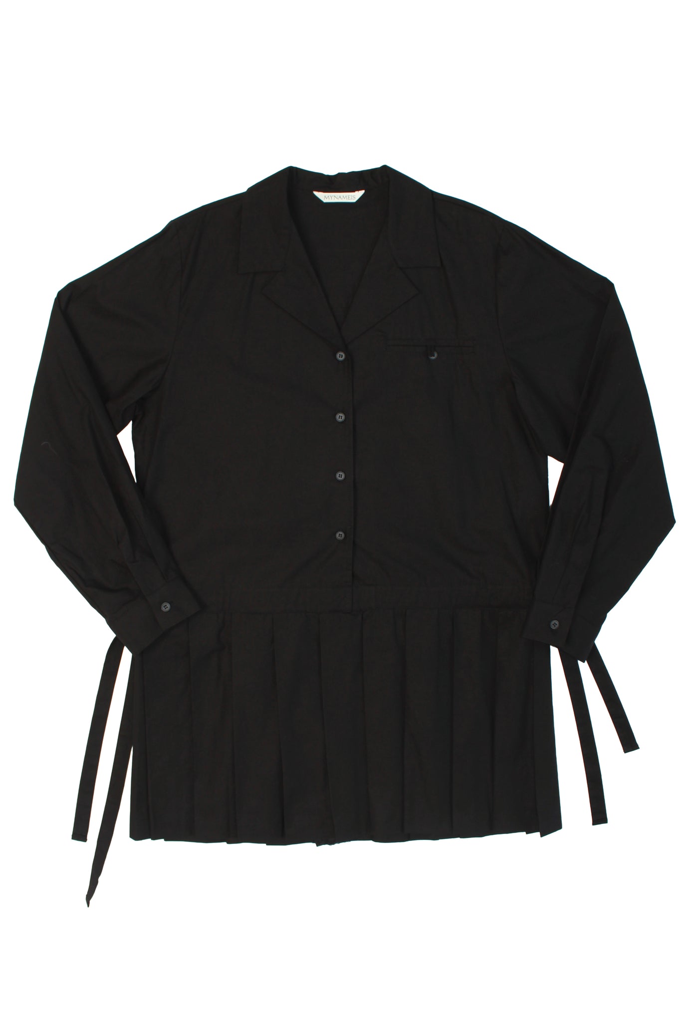 Eighty Pleats Shirt Dress in Black