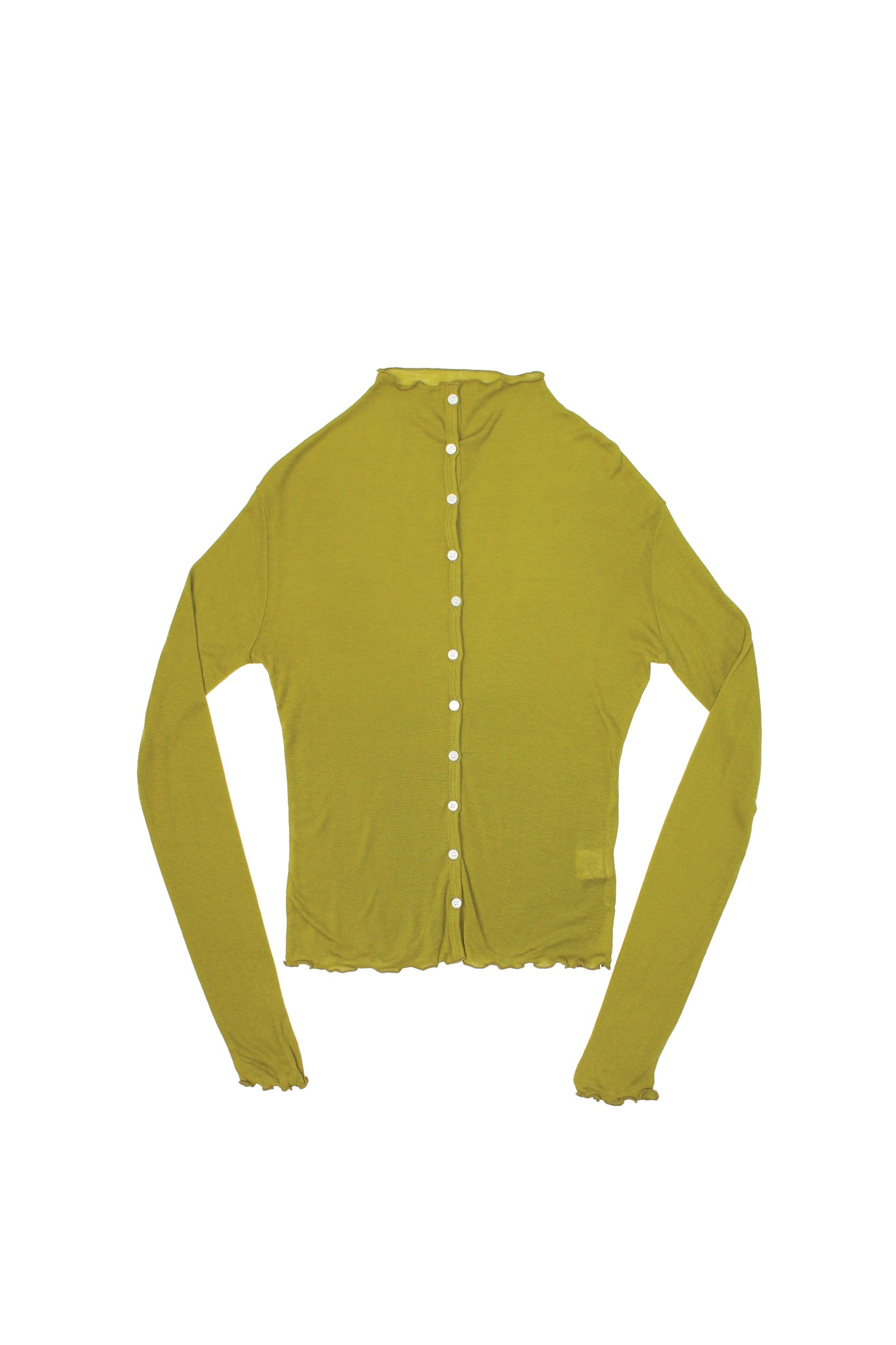 Mock Neck Wavy Cardigan in Olive