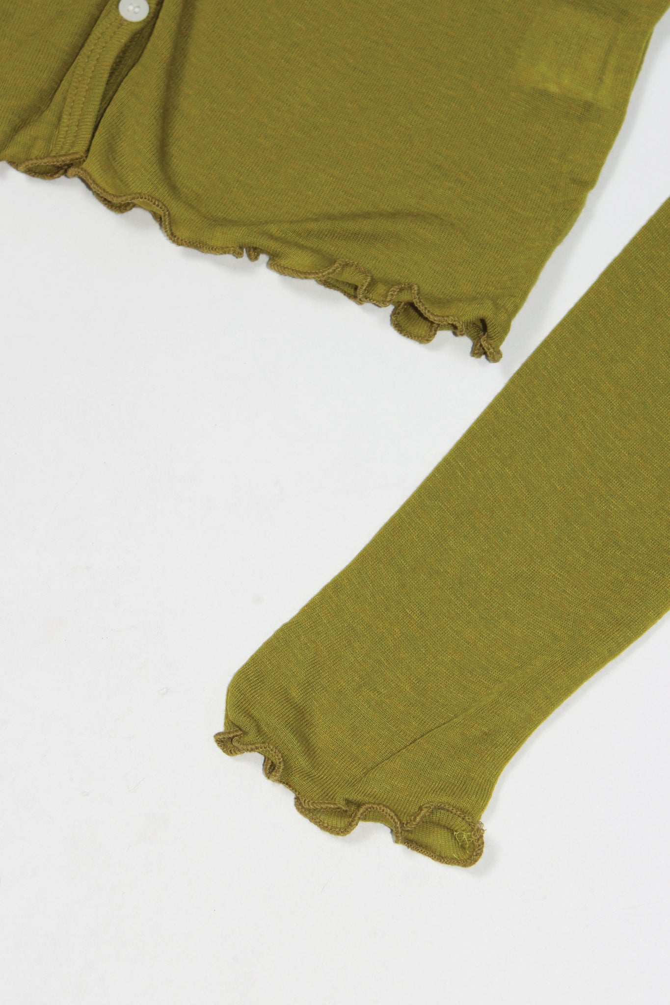 Mock Neck Wavy Cardigan in Olive