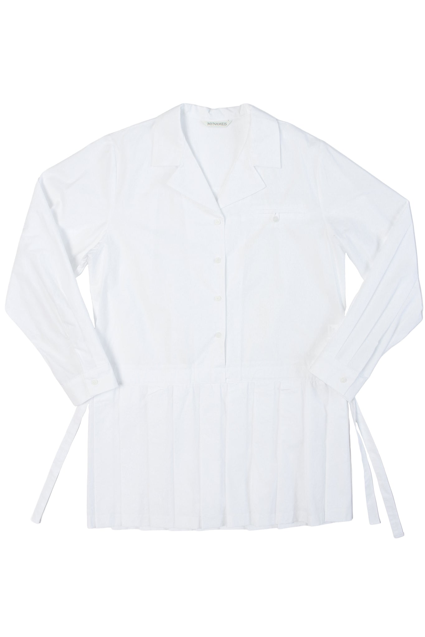 Eighty Pleats Shirt Dress in White