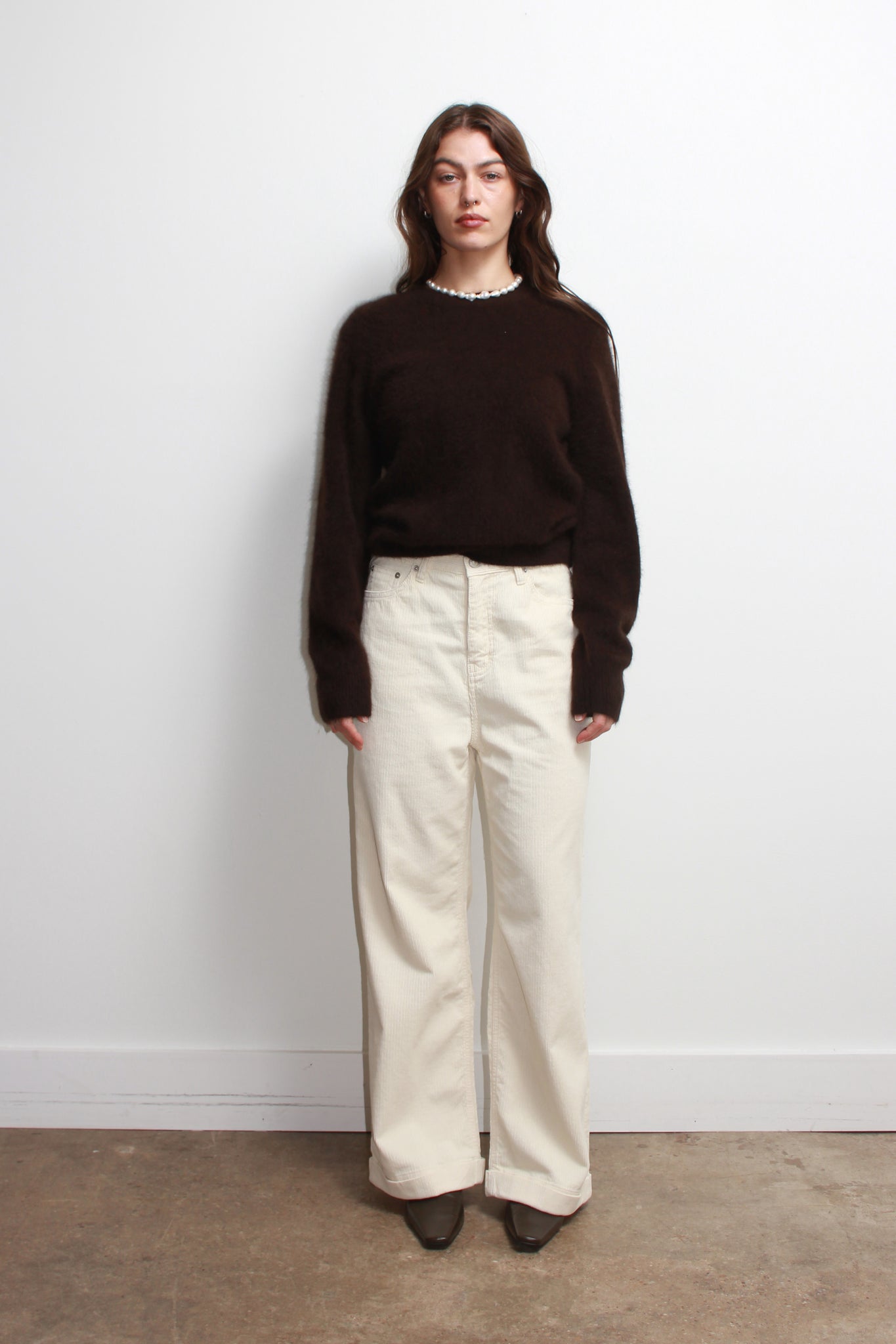 Raccoon Round Neck Sweater in Brown