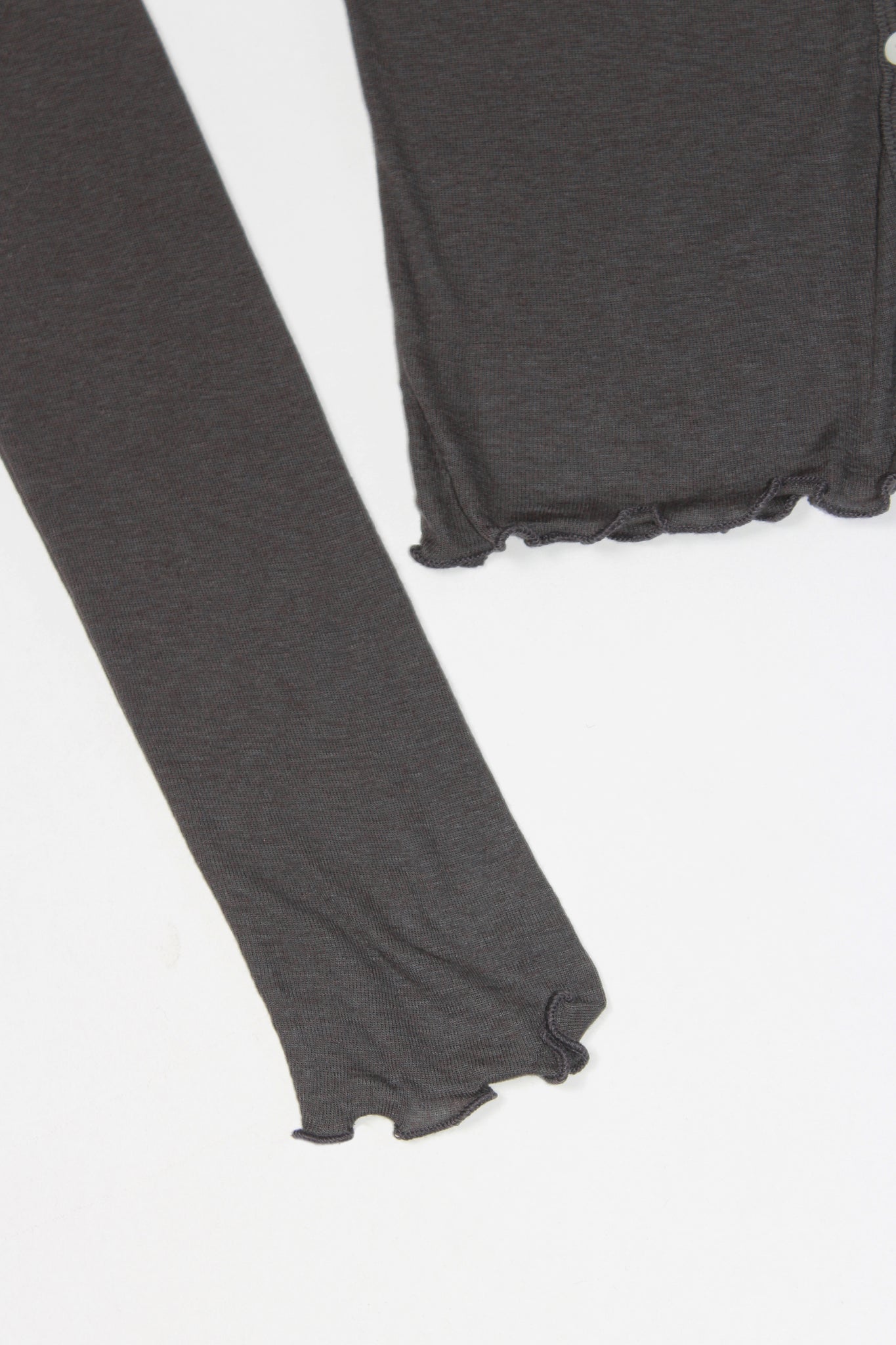 Mock Neck Wavy Cardigan in Charcoal