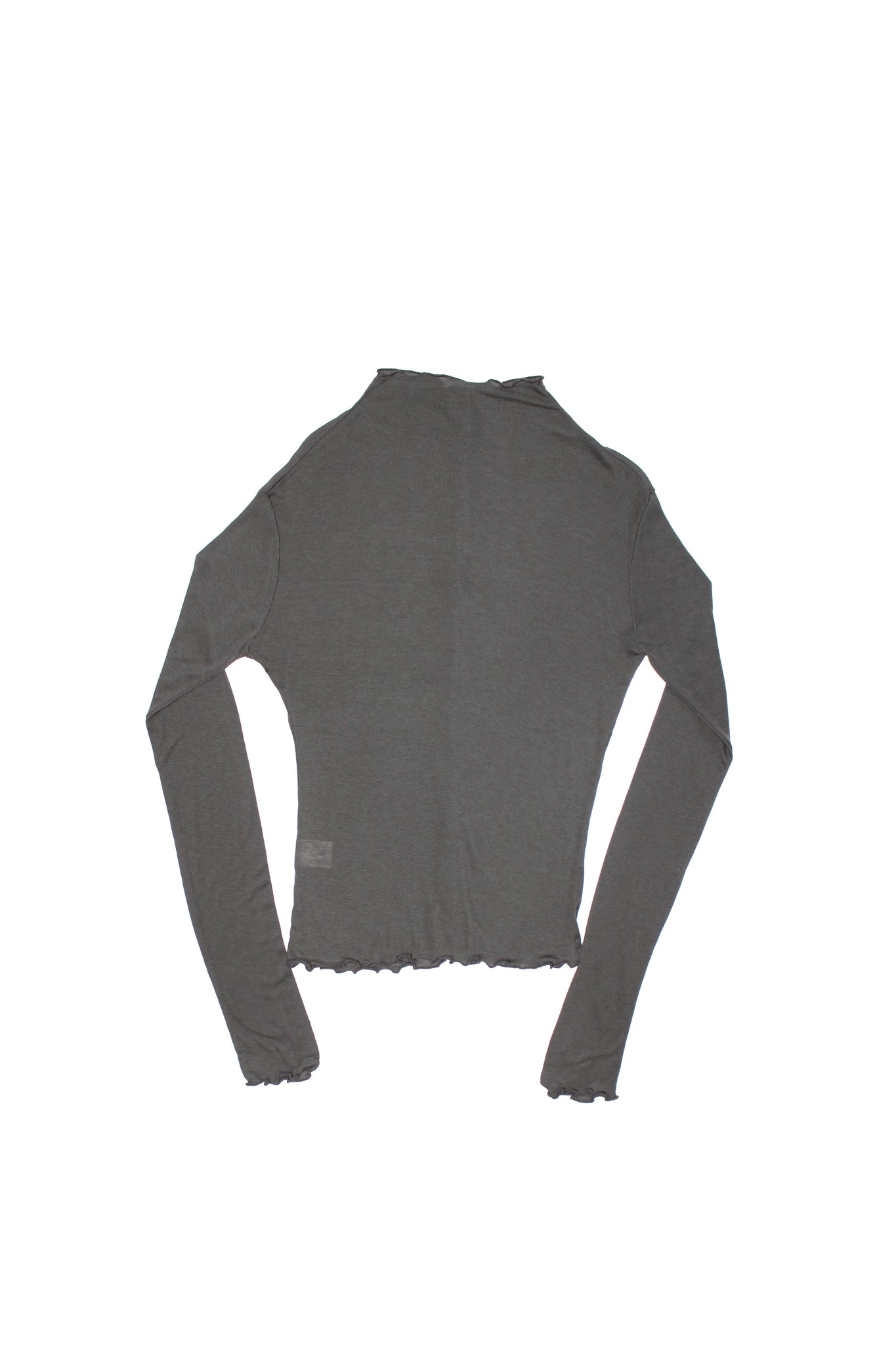 Mock Neck Wavy Cardigan in Charcoal