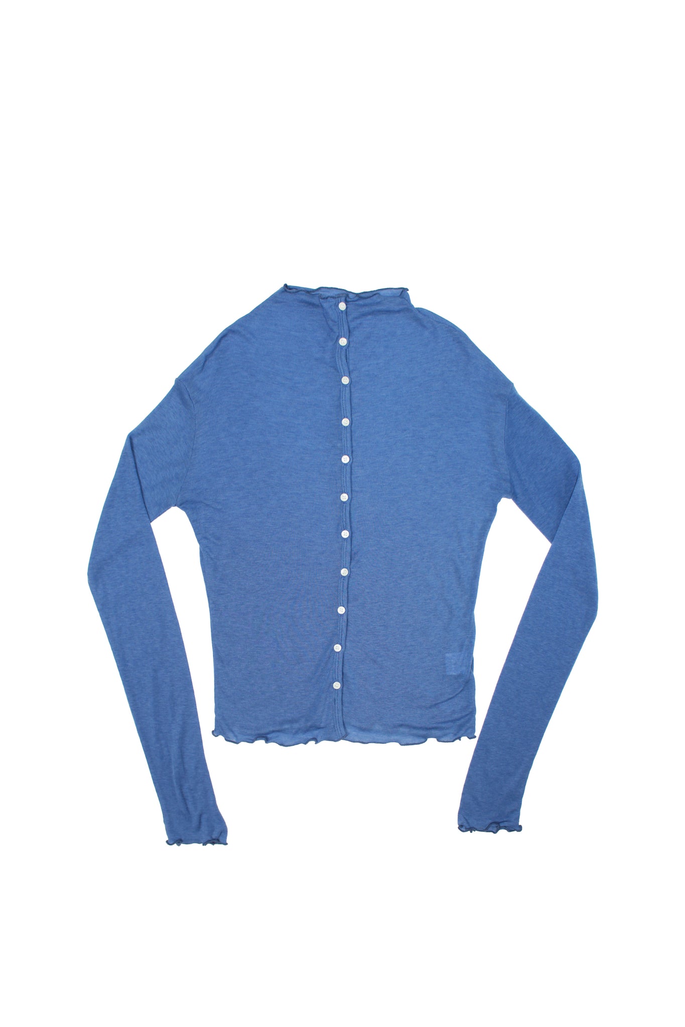 Mock Neck Wavy Cardigan in Blue