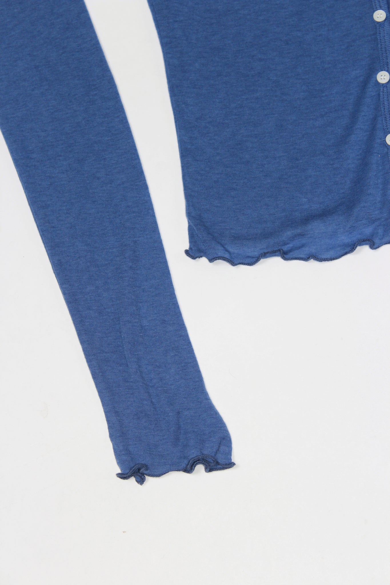Mock Neck Wavy Cardigan in Blue