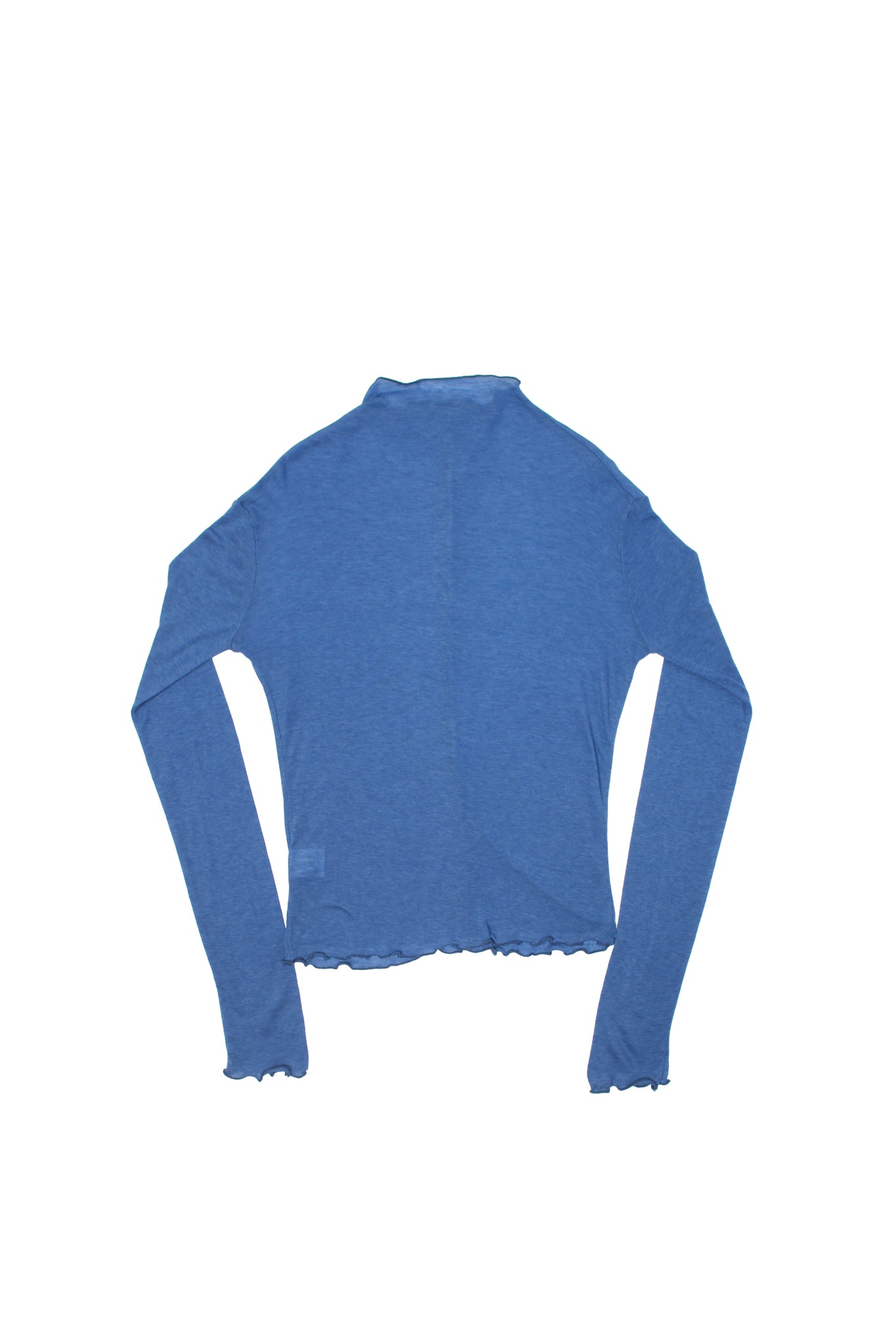 Mock Neck Wavy Cardigan in Blue