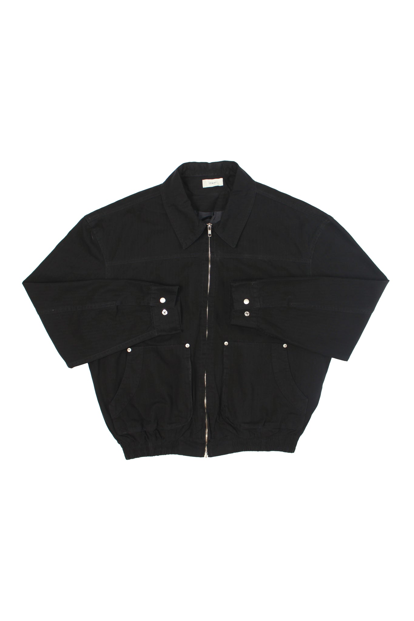 Herringbone Cotton Jacket in Black