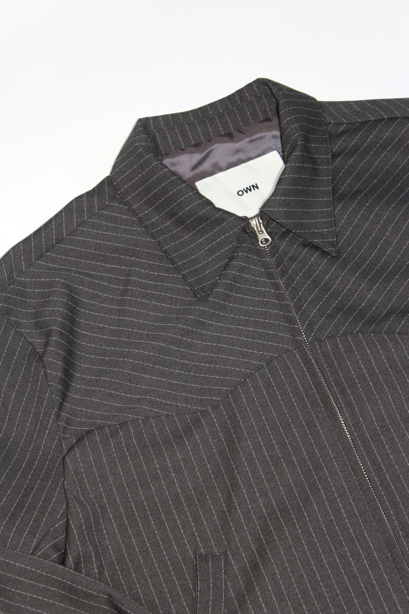 Miles Pin-Stripe Crop Jacket in Charcoal