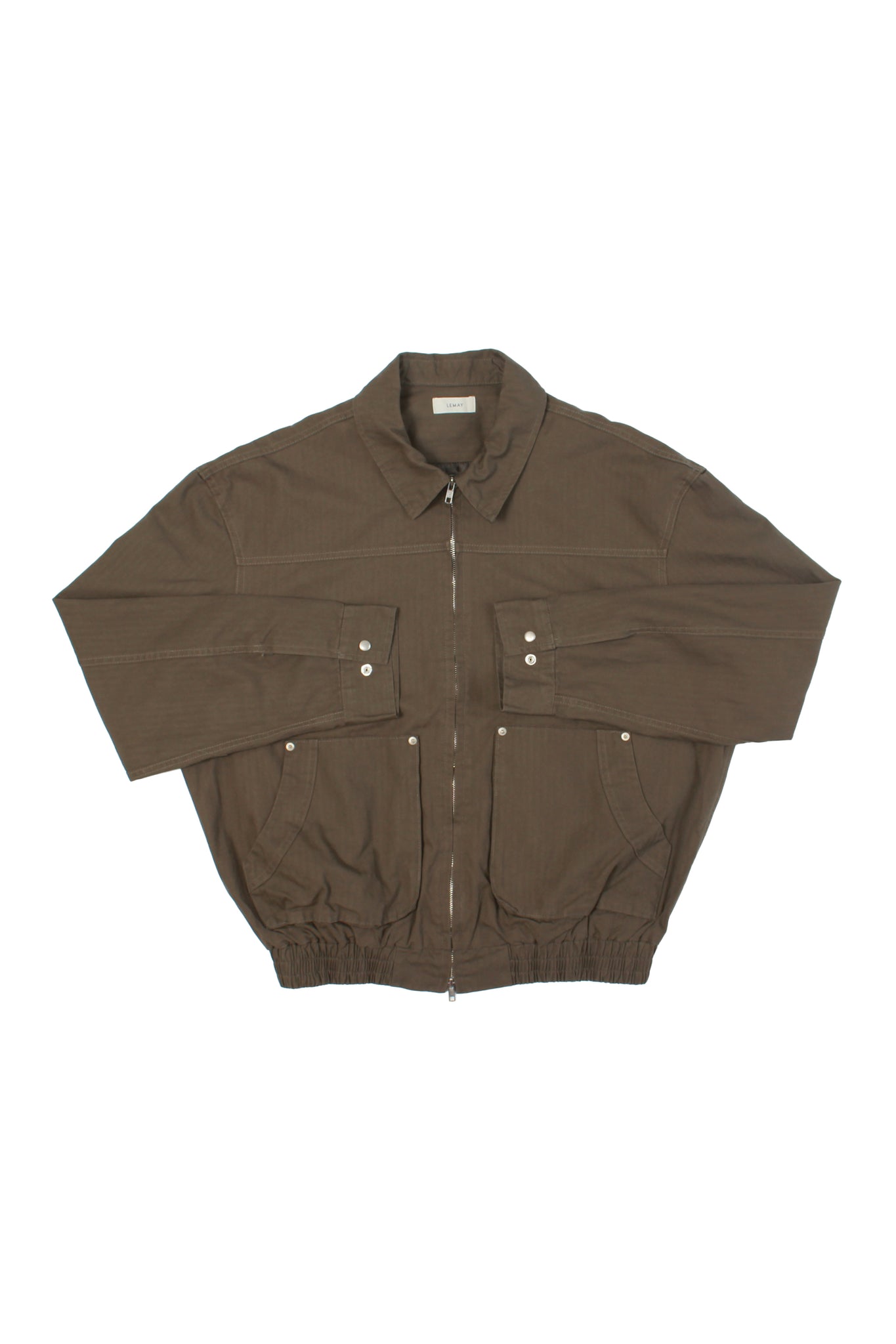 Herringbone Cotton Jacket in Olive