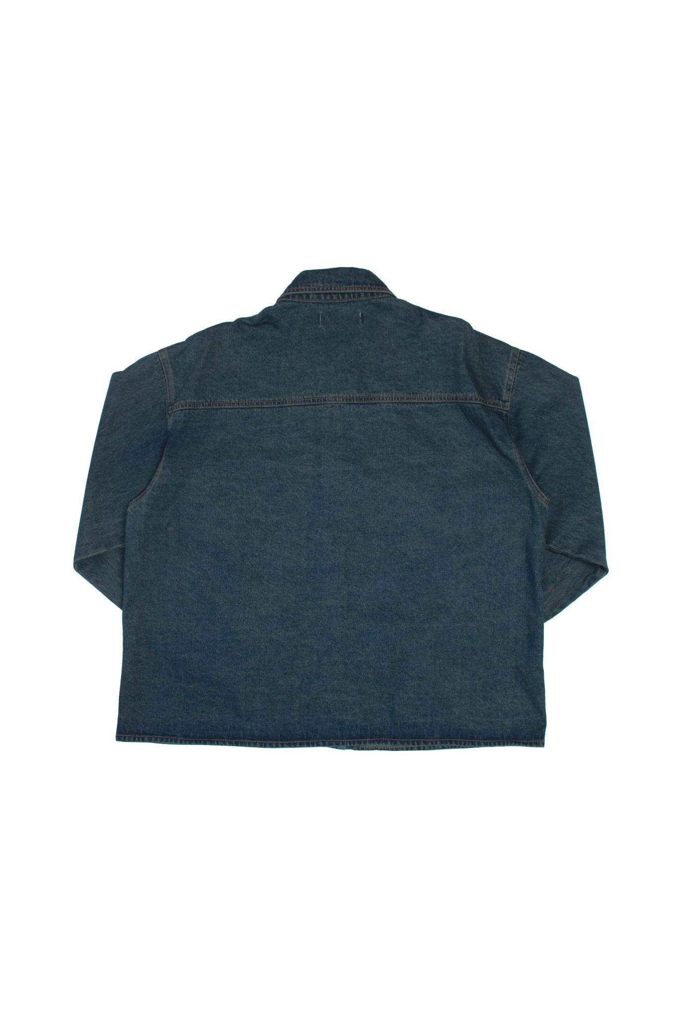 Teen Crop Denim Shirt in Blue Mid Wash