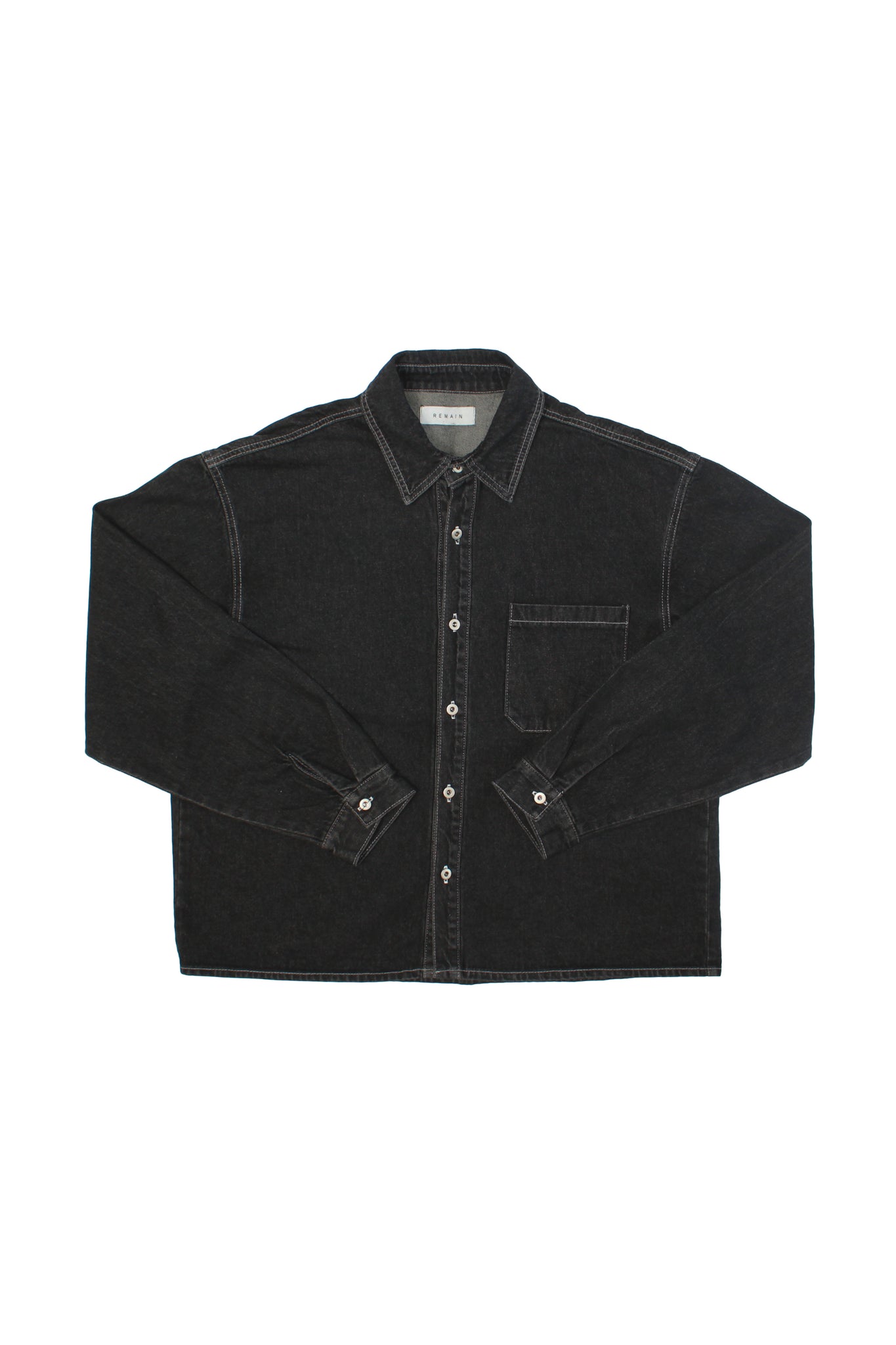 Teen Crop Denim Shirt in Black