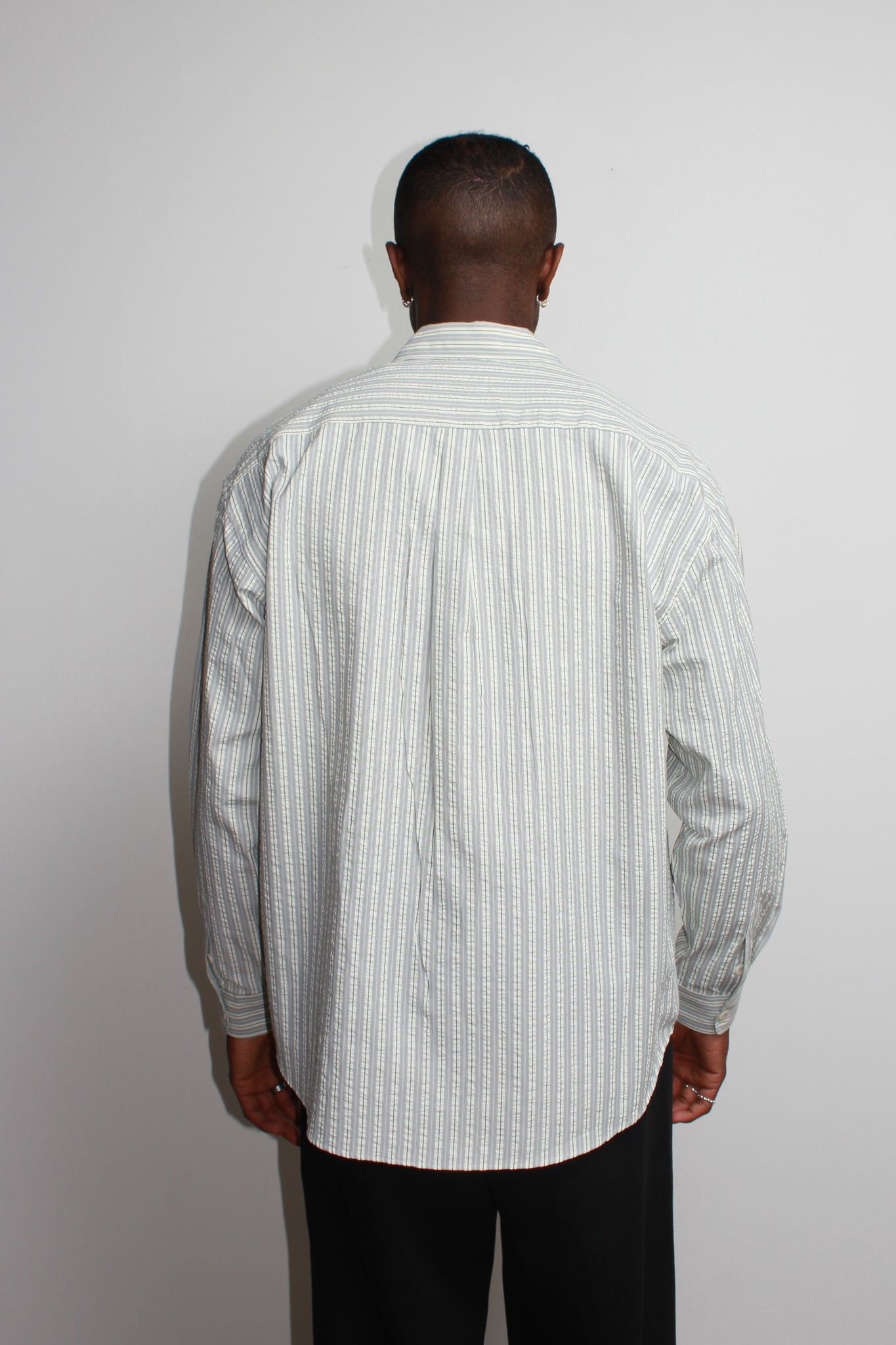 Toff Stripe Seersucker Shirt in Grey