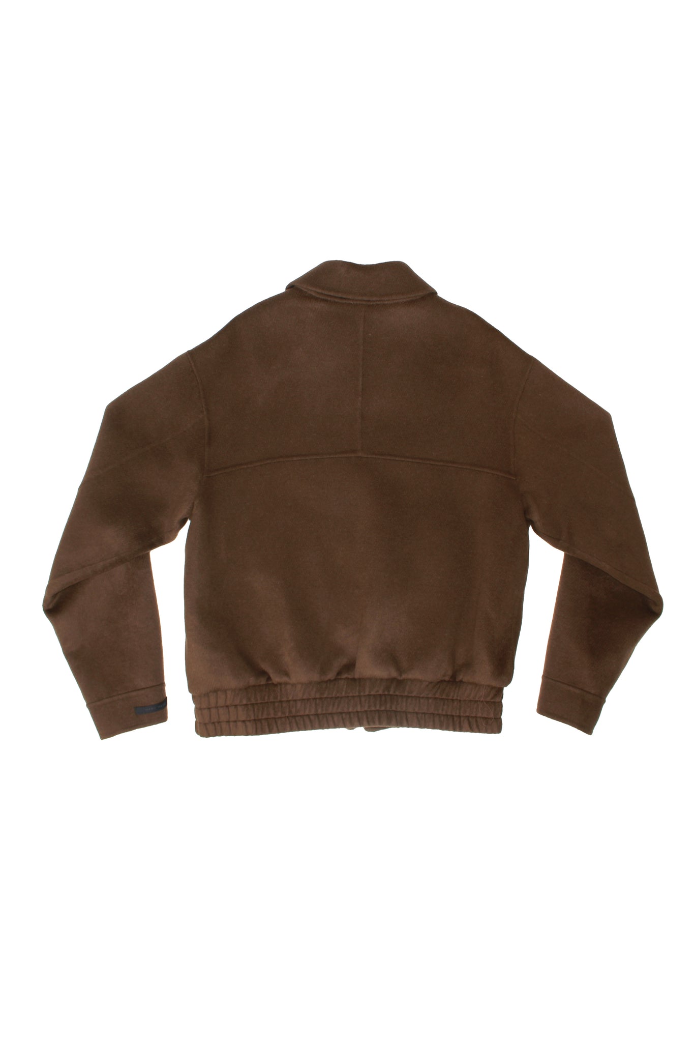 Curved Wool Bomber Jacket in Brown