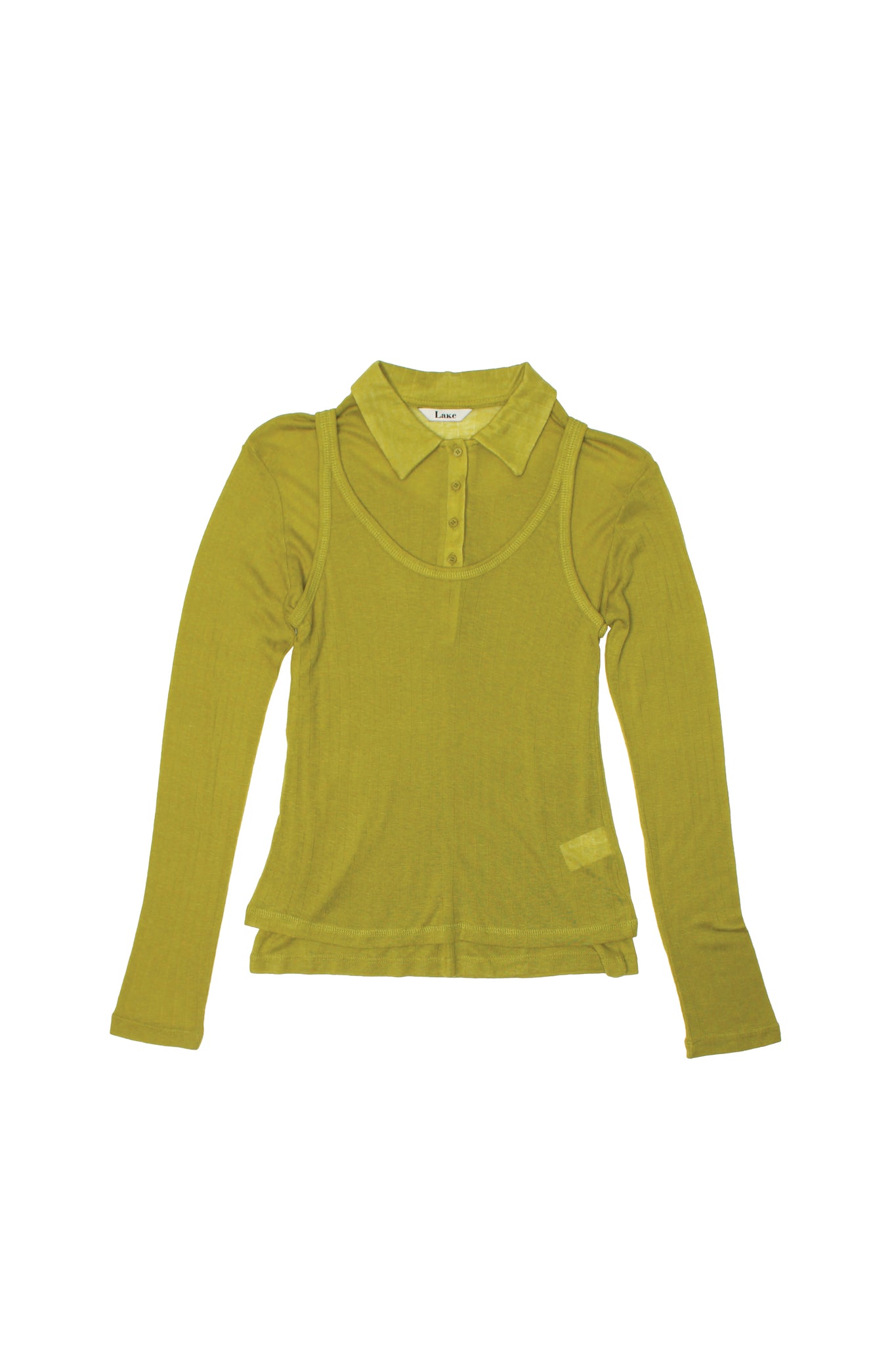 Poming Collar Shirt Tank Set in Olive