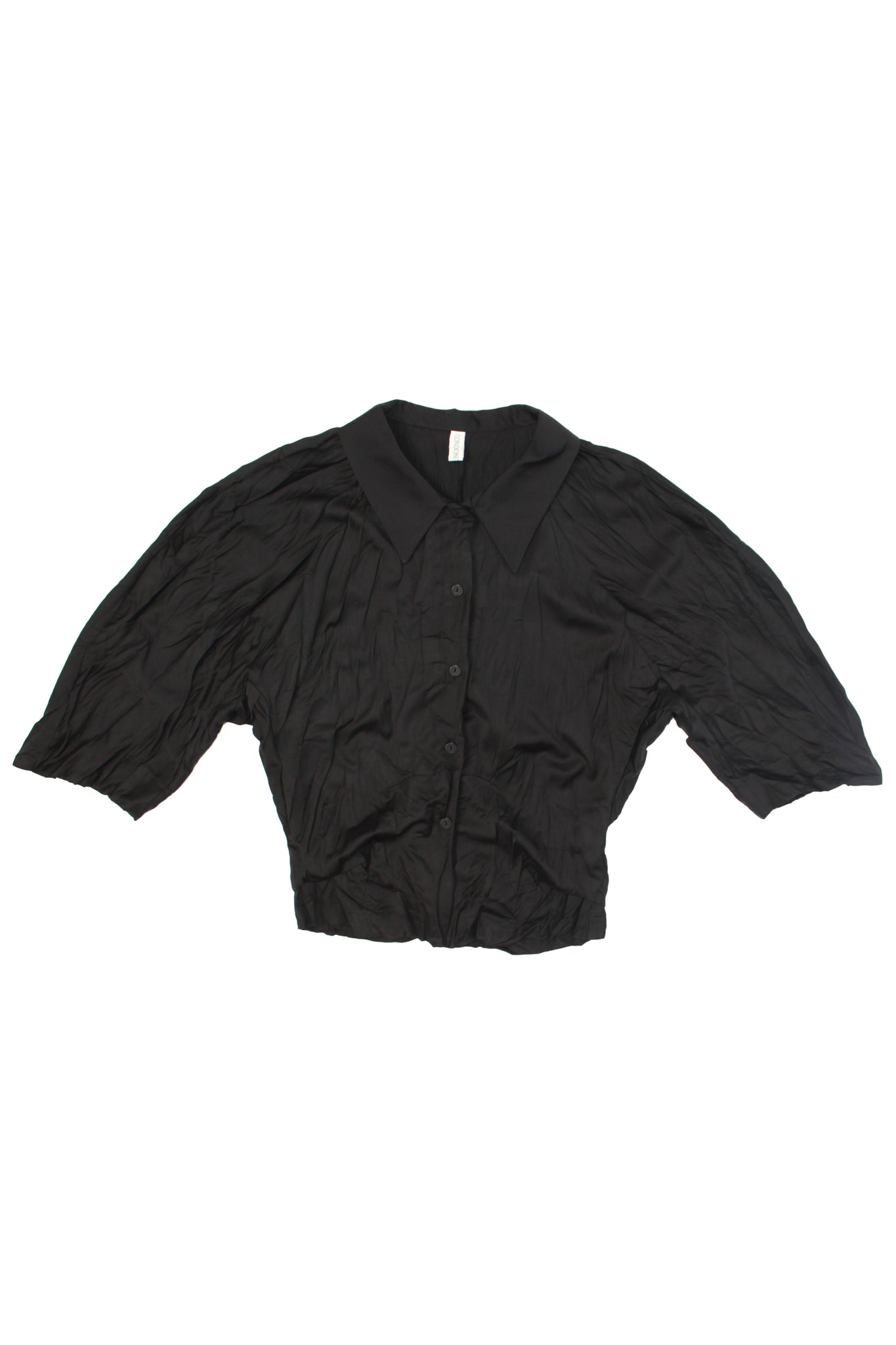 Vase Wrinkle Collar Shirt in Black