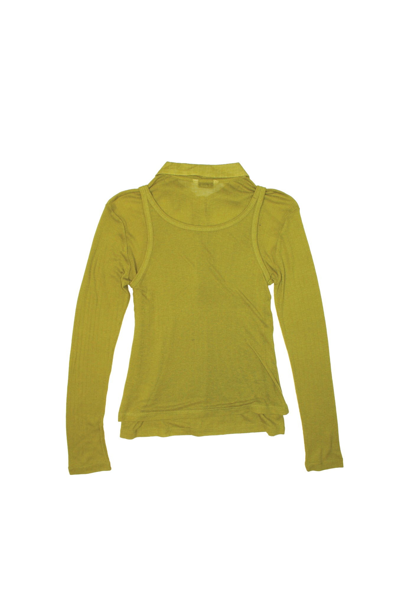 Poming Collar Shirt Tank Set in Olive