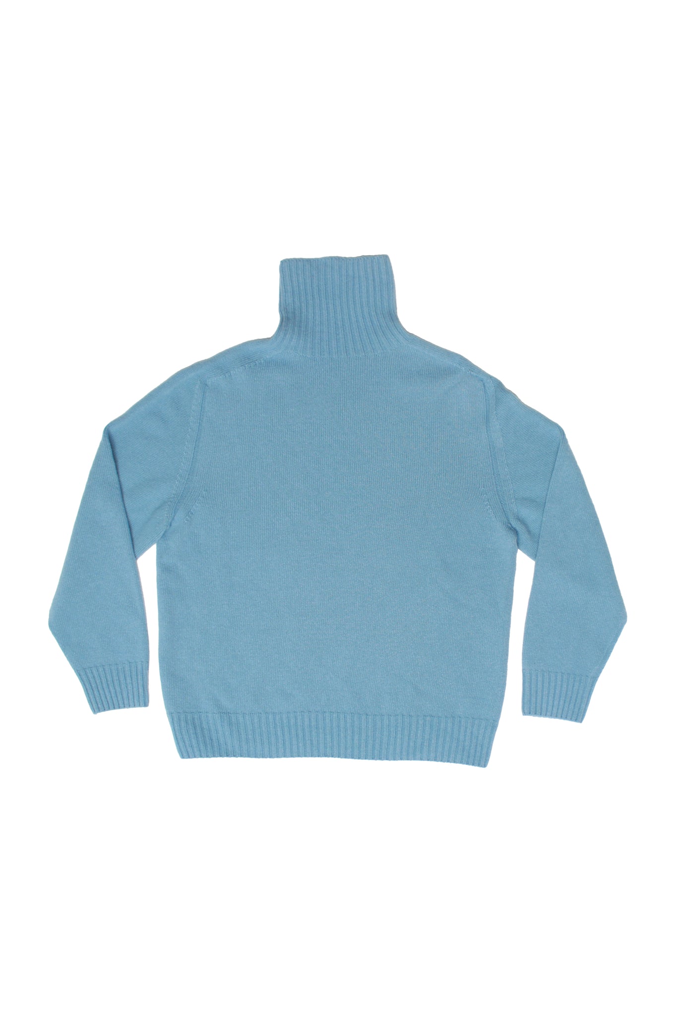 Whole garment Fine wool Turtleneck Sweater in Light Blue