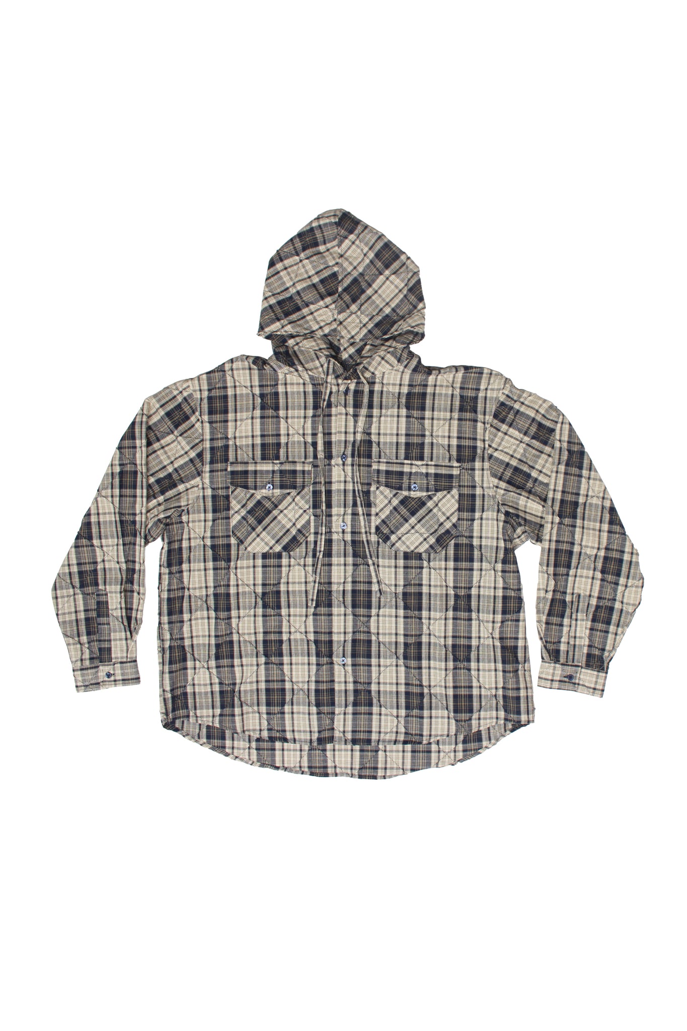 Nomade Plaid Hooded Shirts in Navy