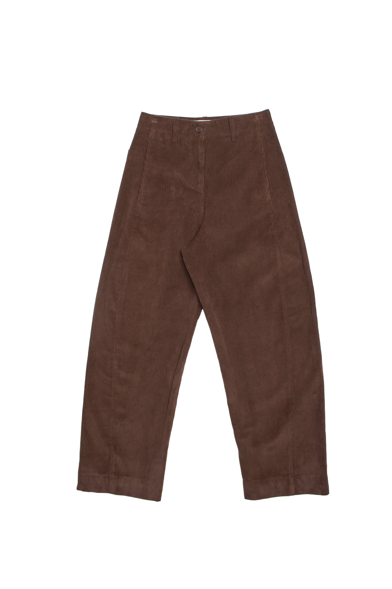 Curved Corduroy Pants in Brown