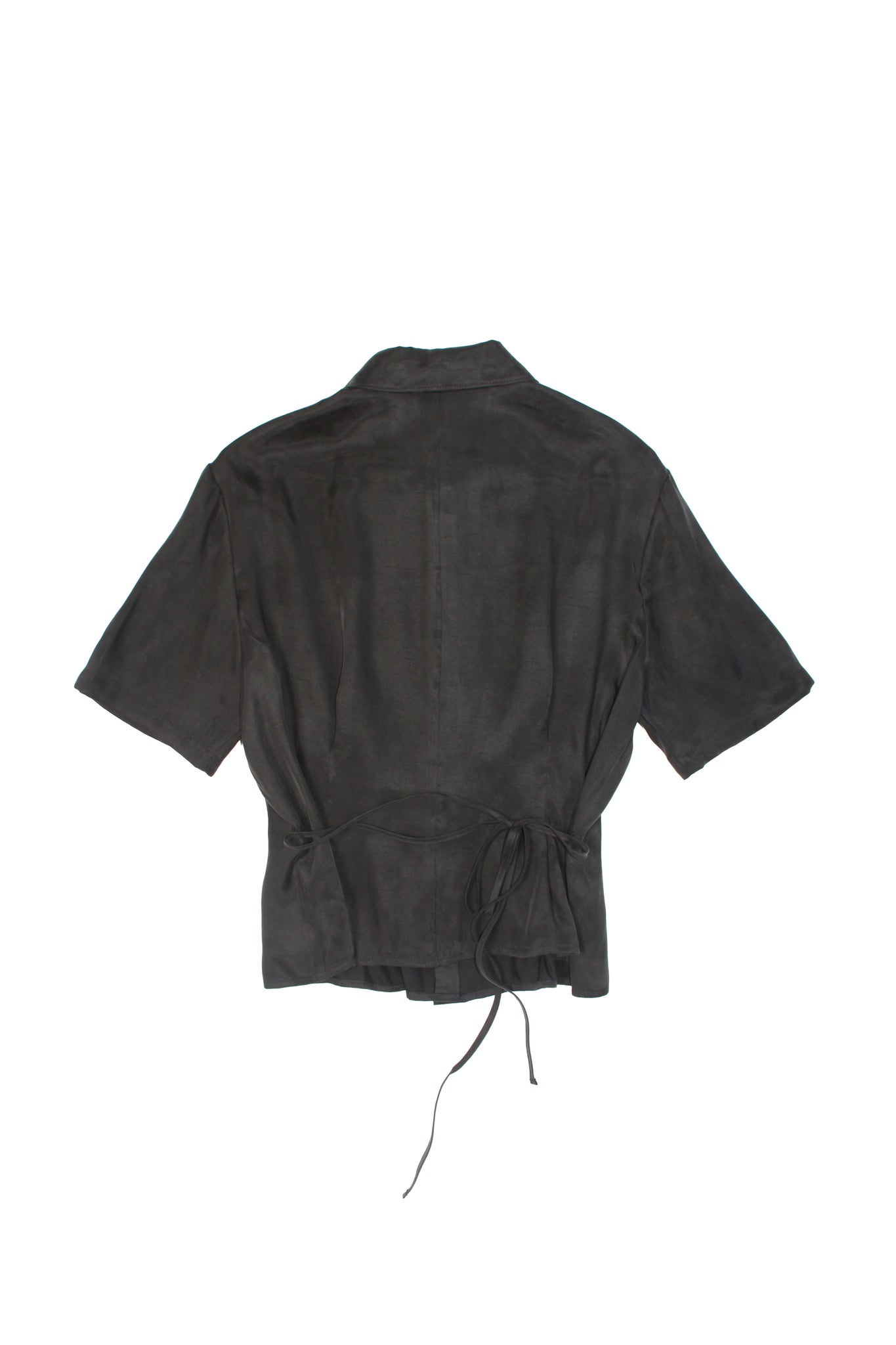 Silky Waist Pin Tuck Shirt in Charcoal