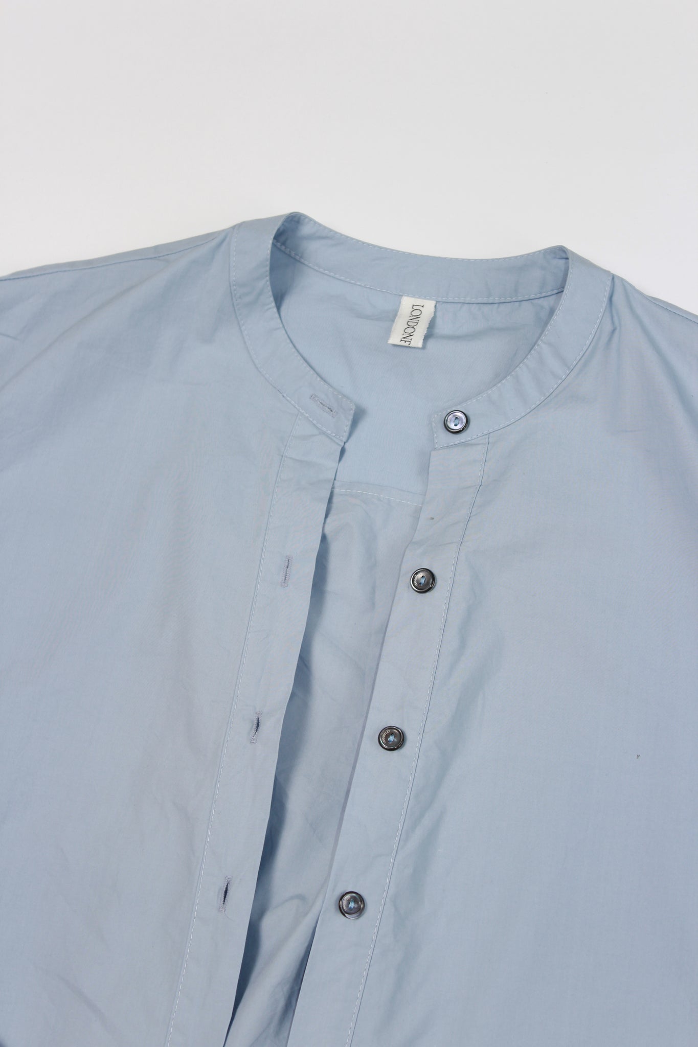 Hidden Square Neck Button Up Shirt in Sky Blue