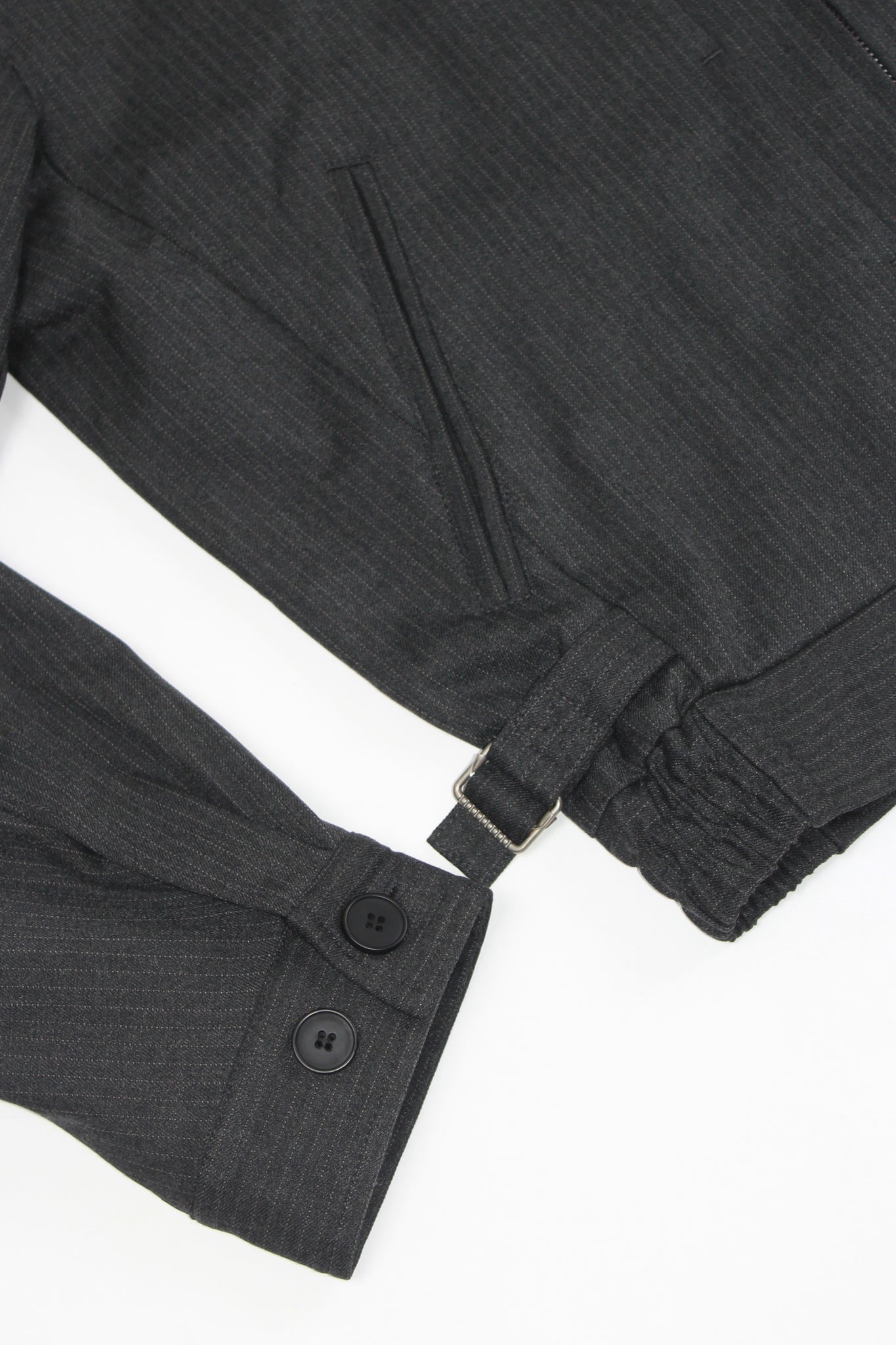 Pin Stripe Pintuck Jacket in Charcoal