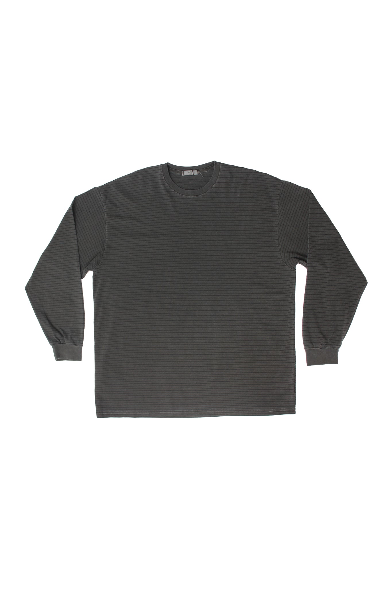 Pigment wash long sleeve striped T-shirt in Charcoal