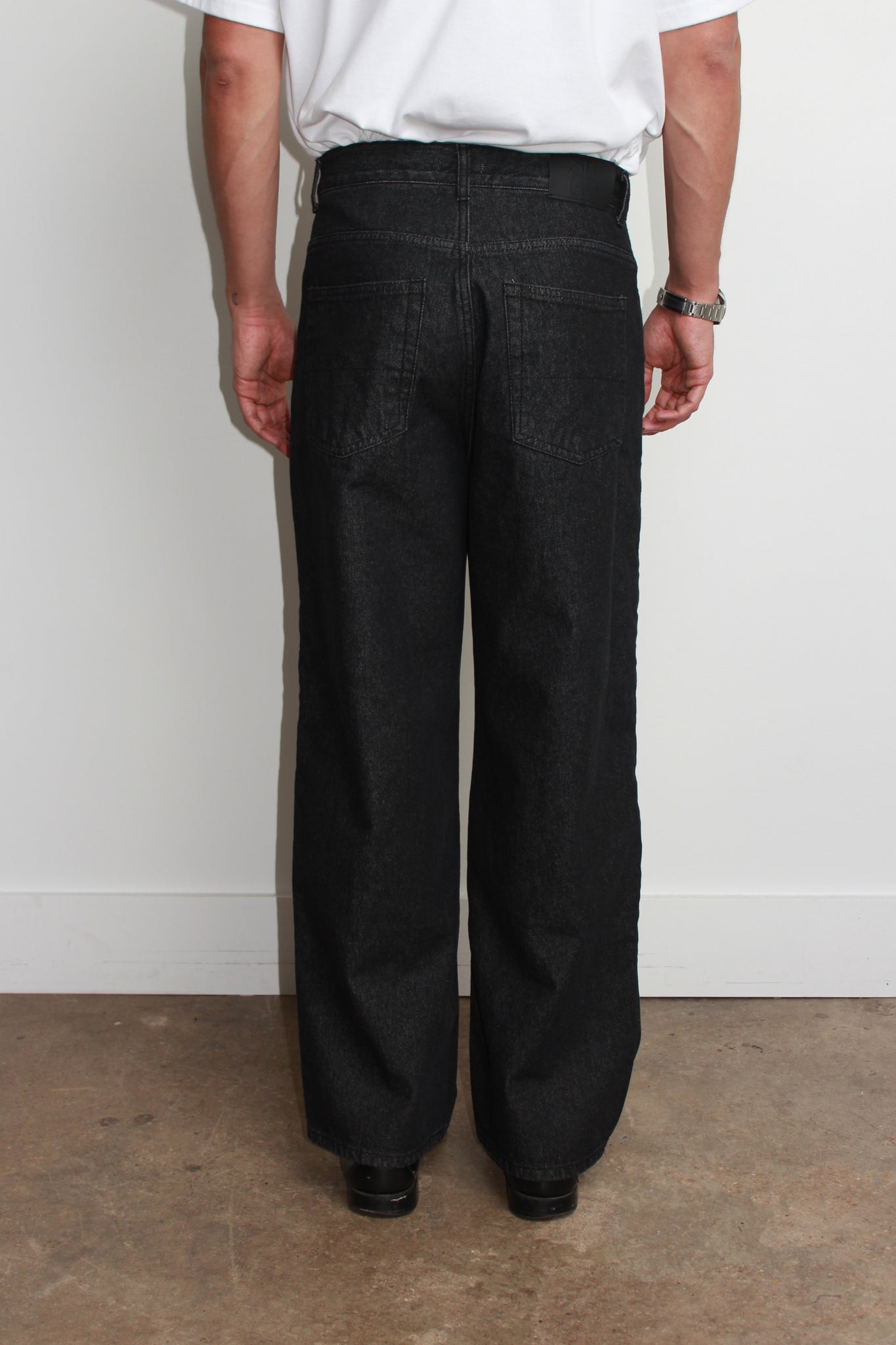 Color Block Denim Pants in Black