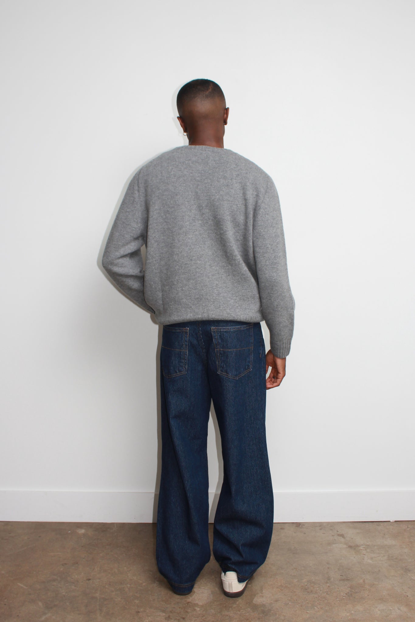 Whole garment Fine wool Sweater in Grey