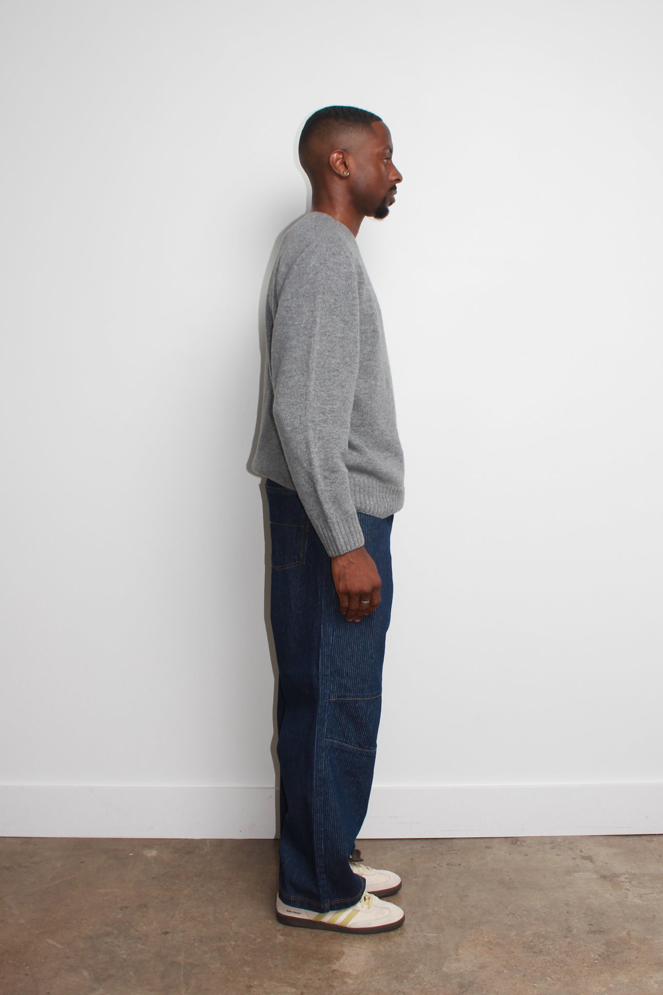 Whole garment Fine wool Sweater in Grey