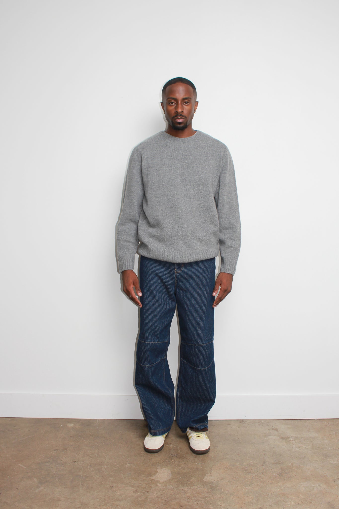 Whole garment Fine wool Sweater in Grey