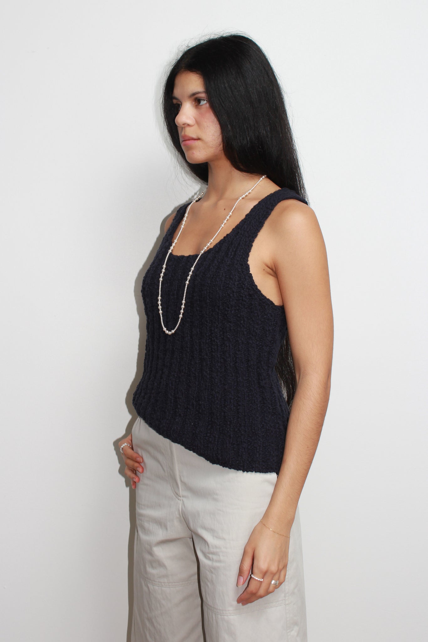 Cloud Knit Tank Top in Navy