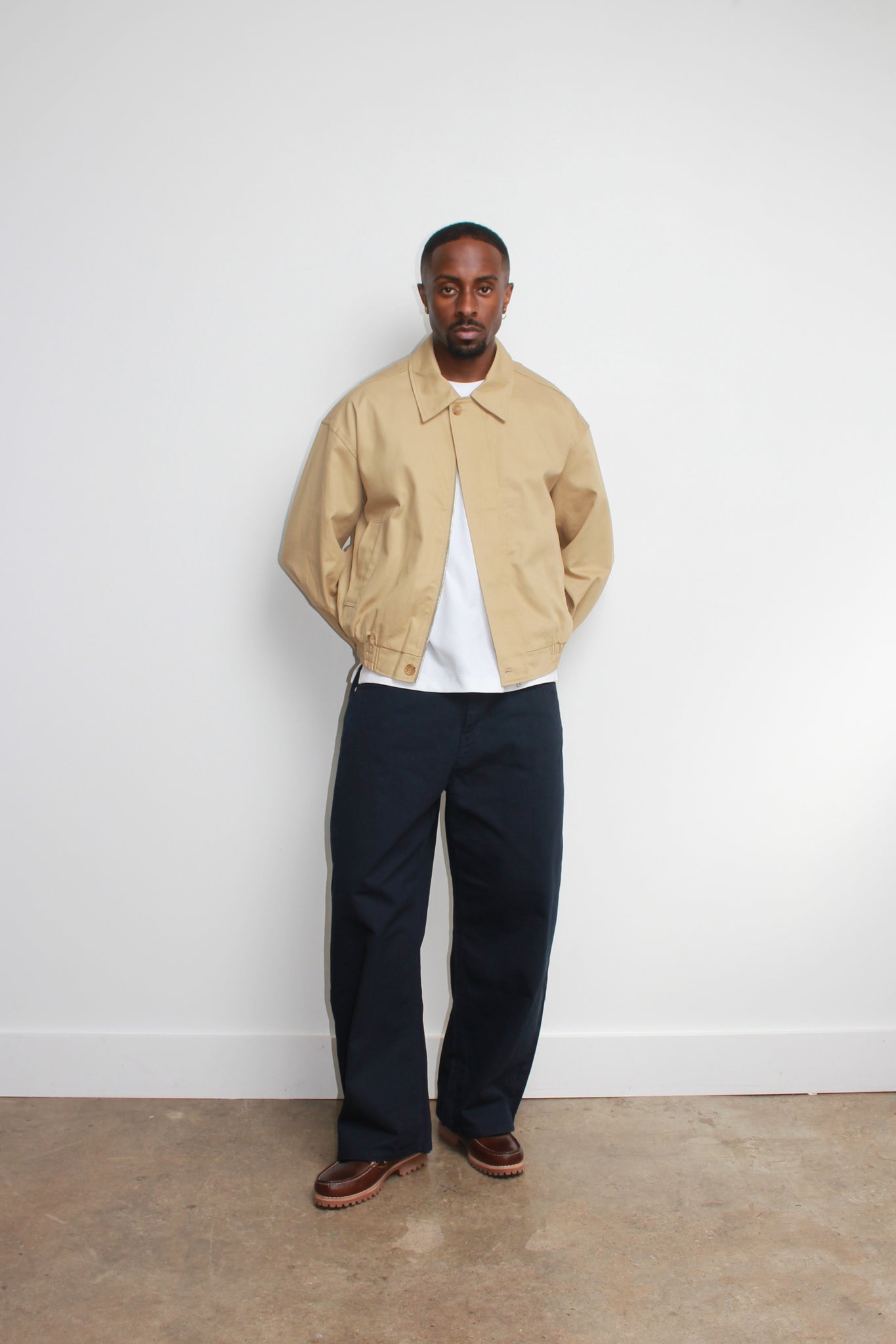 Moss Cotton Bomber Jacket in Beige