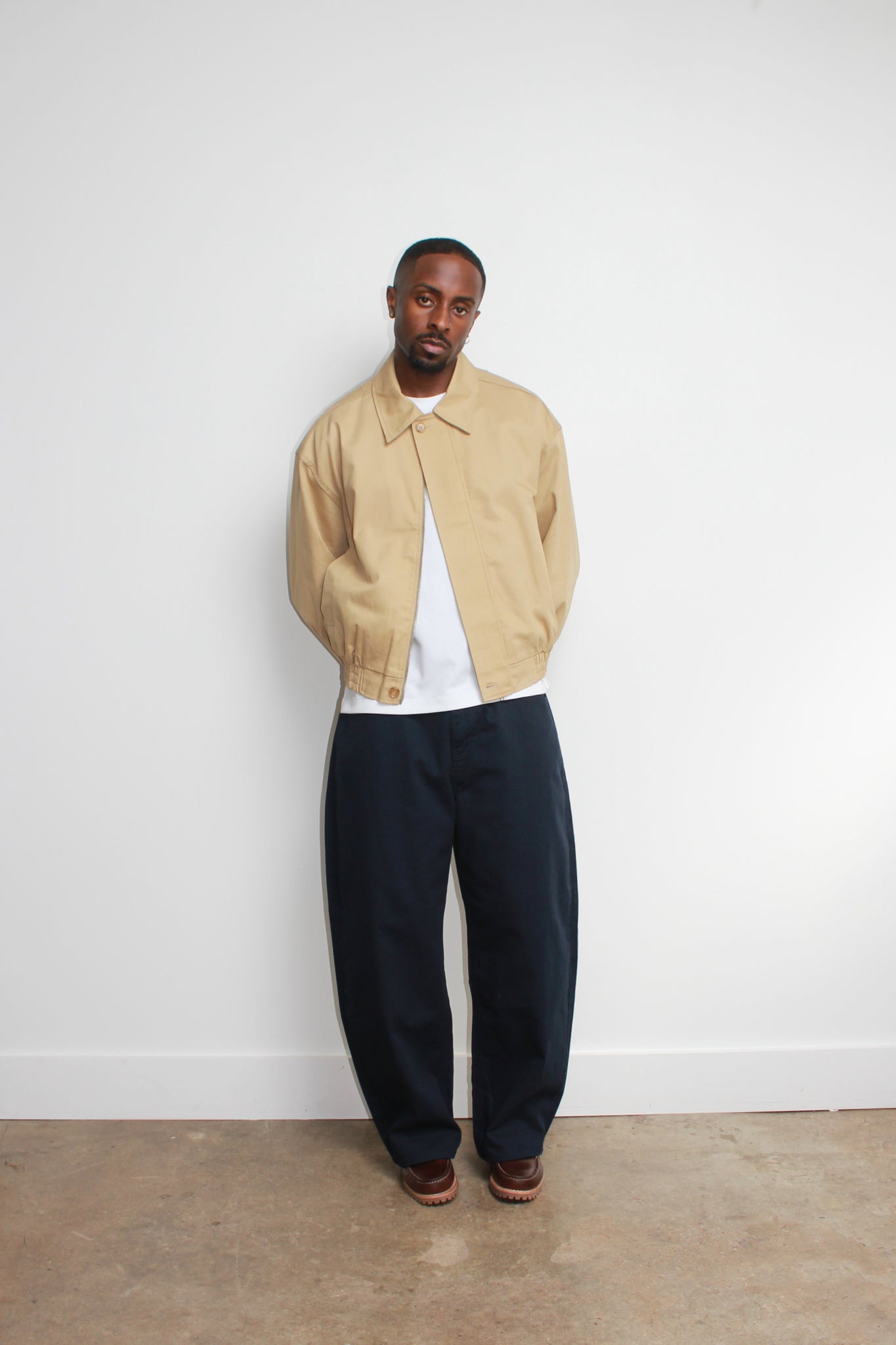 Moss Cotton Bomber Jacket in Beige