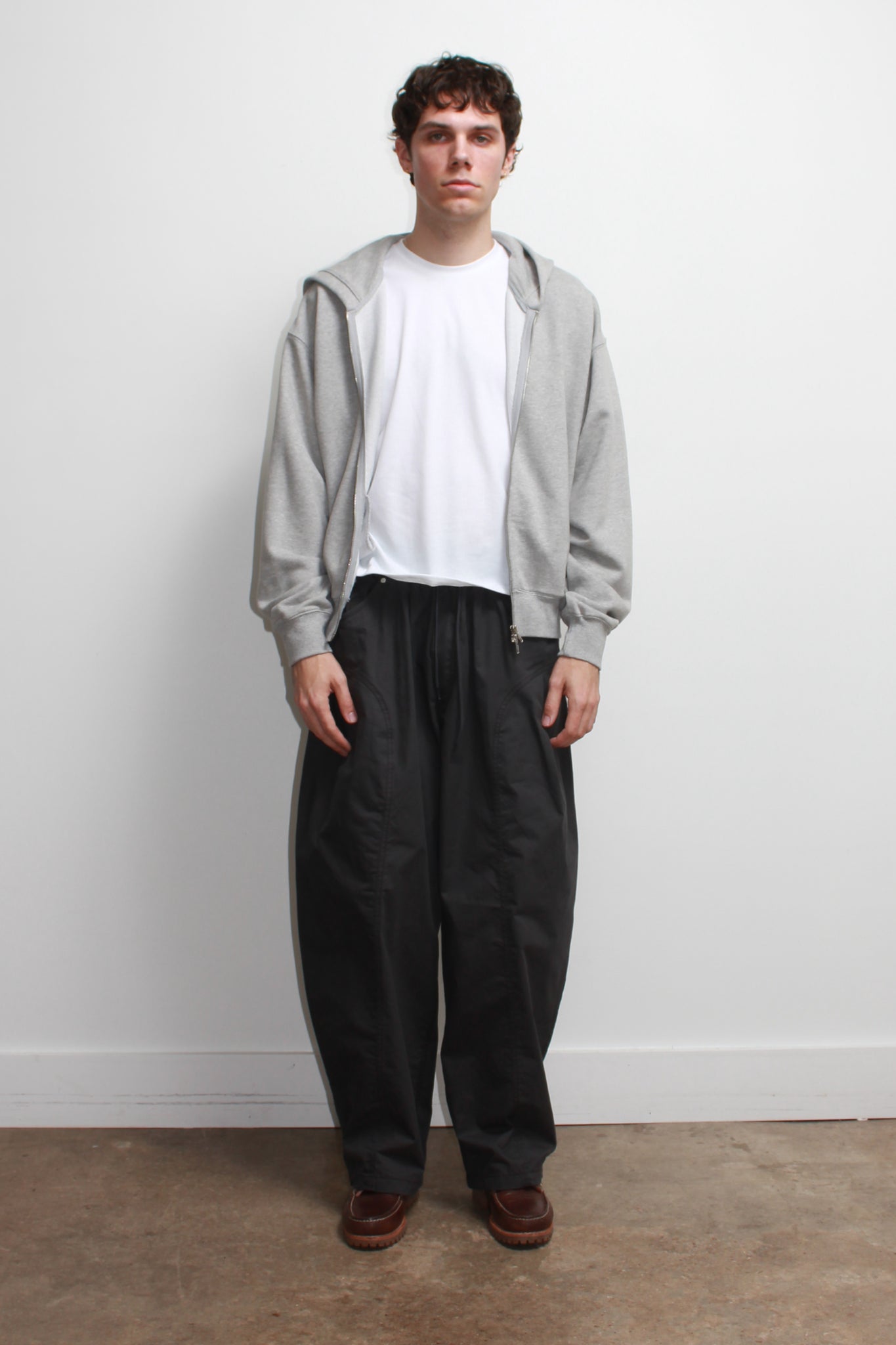 Lemay Crop Hood Zip Up in Melange Grey