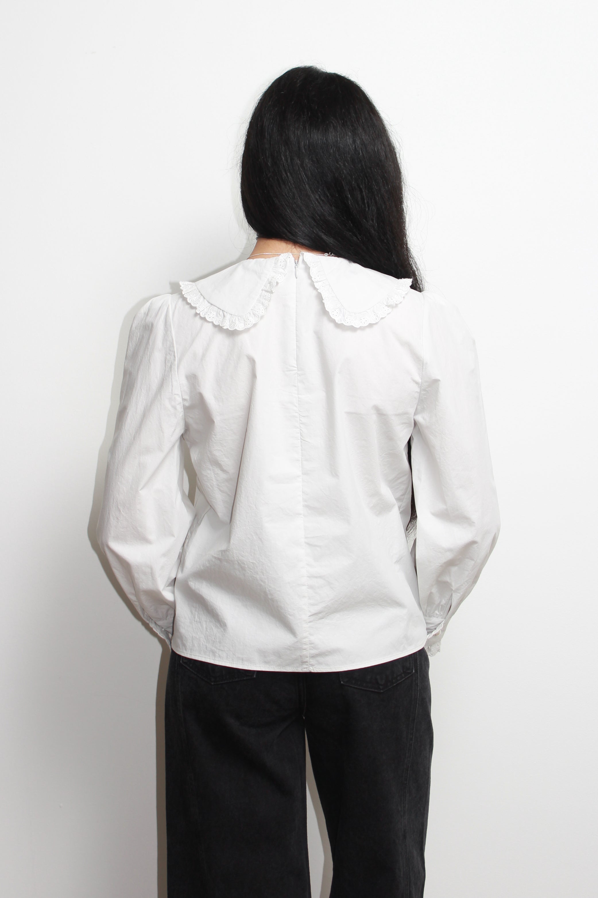 Sue Lace Collar Shirt in Light Grey – Jowa.shop