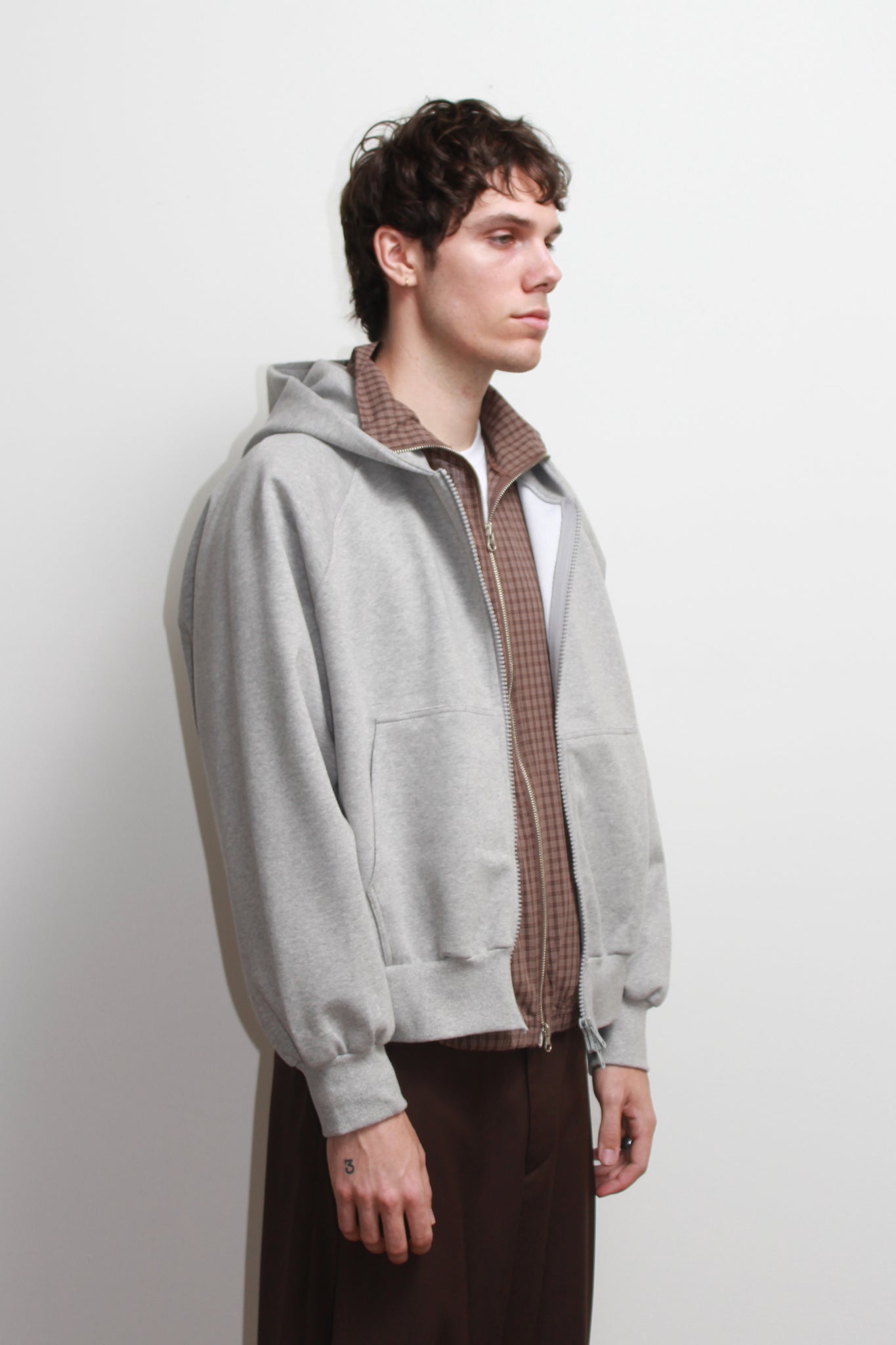Oversized Crop Hoodie in Grey