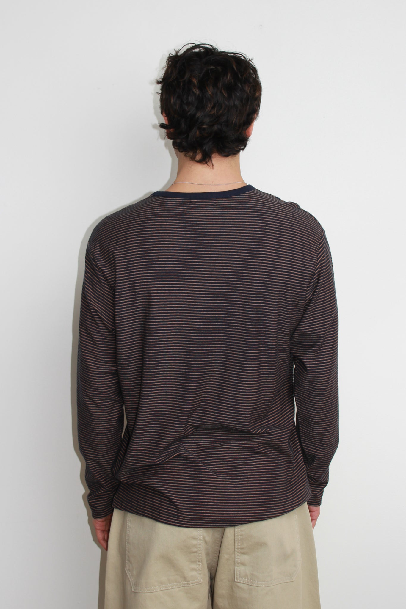 Lemay Stripe Long Sleeve T-Shirt in Charcoal