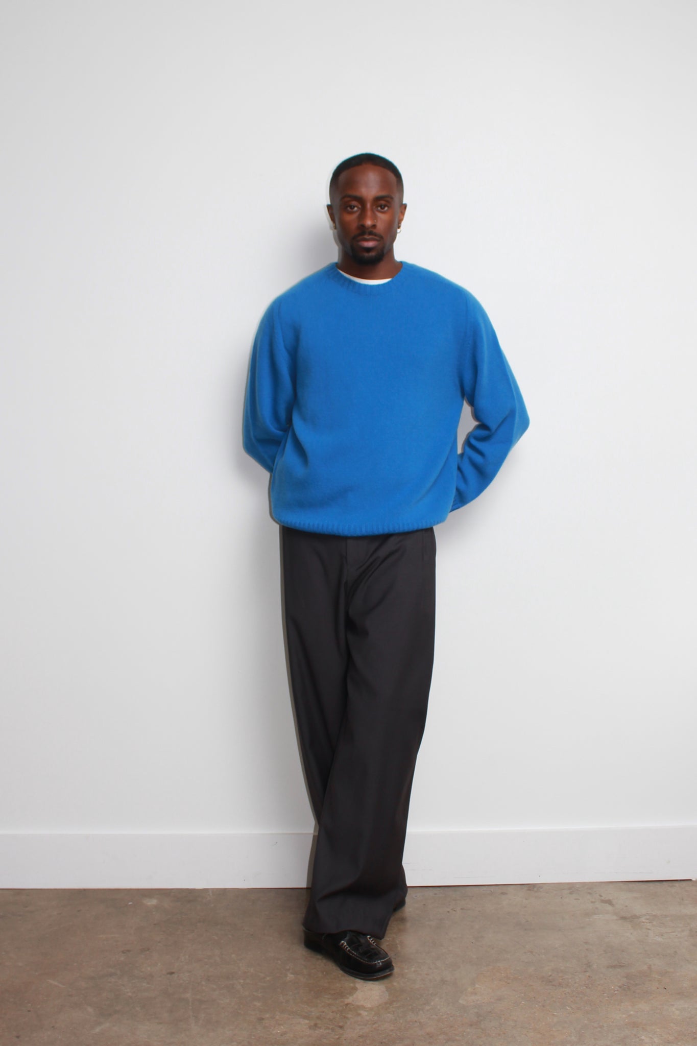 Whole garment Fine wool Sweater in Blue