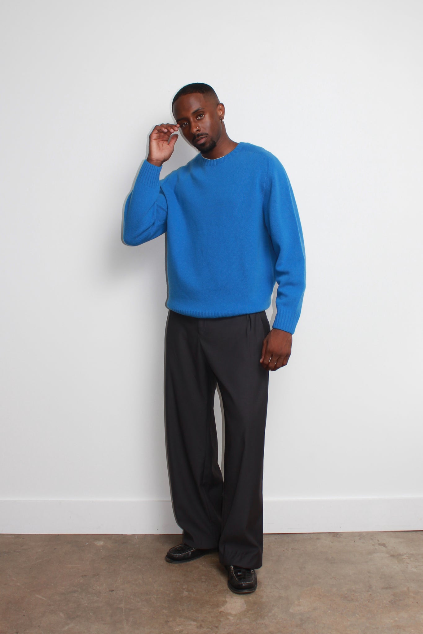 Whole garment Fine wool Sweater in Blue