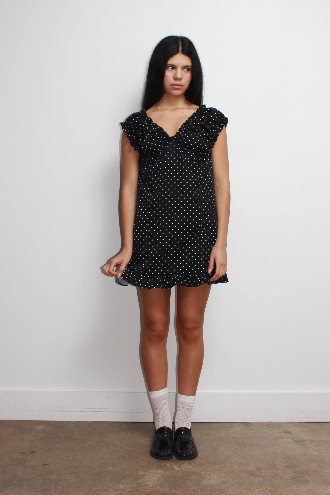 Olivia Polka-Dot Dress in Black