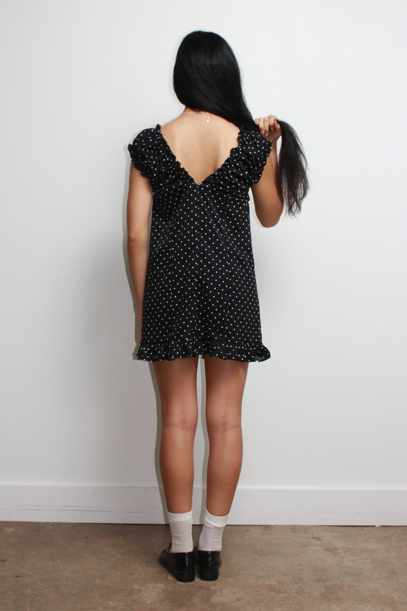Olivia Polka-Dot Dress in Black