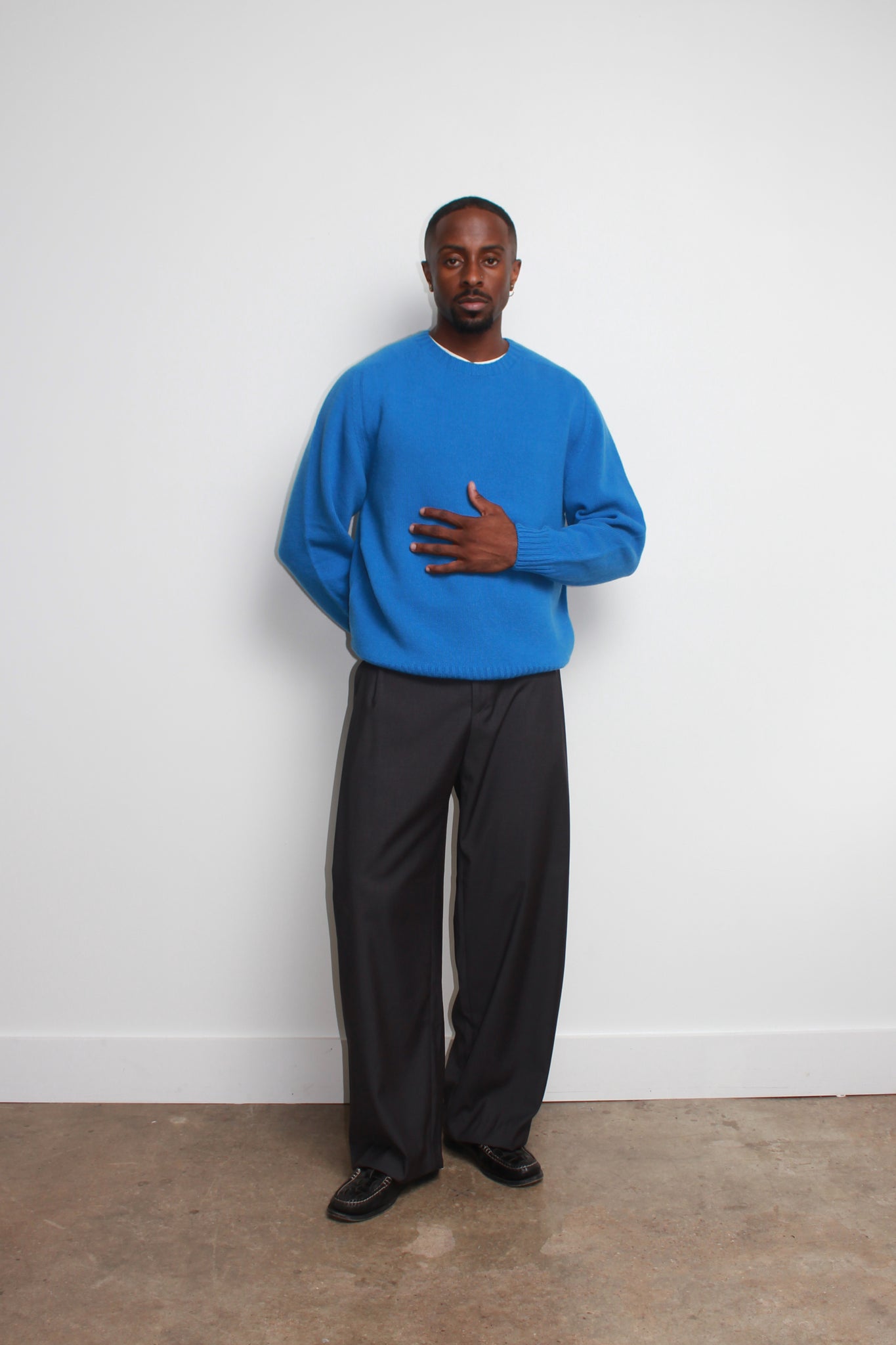 Three Pin-tuck Trousers in Charcoal