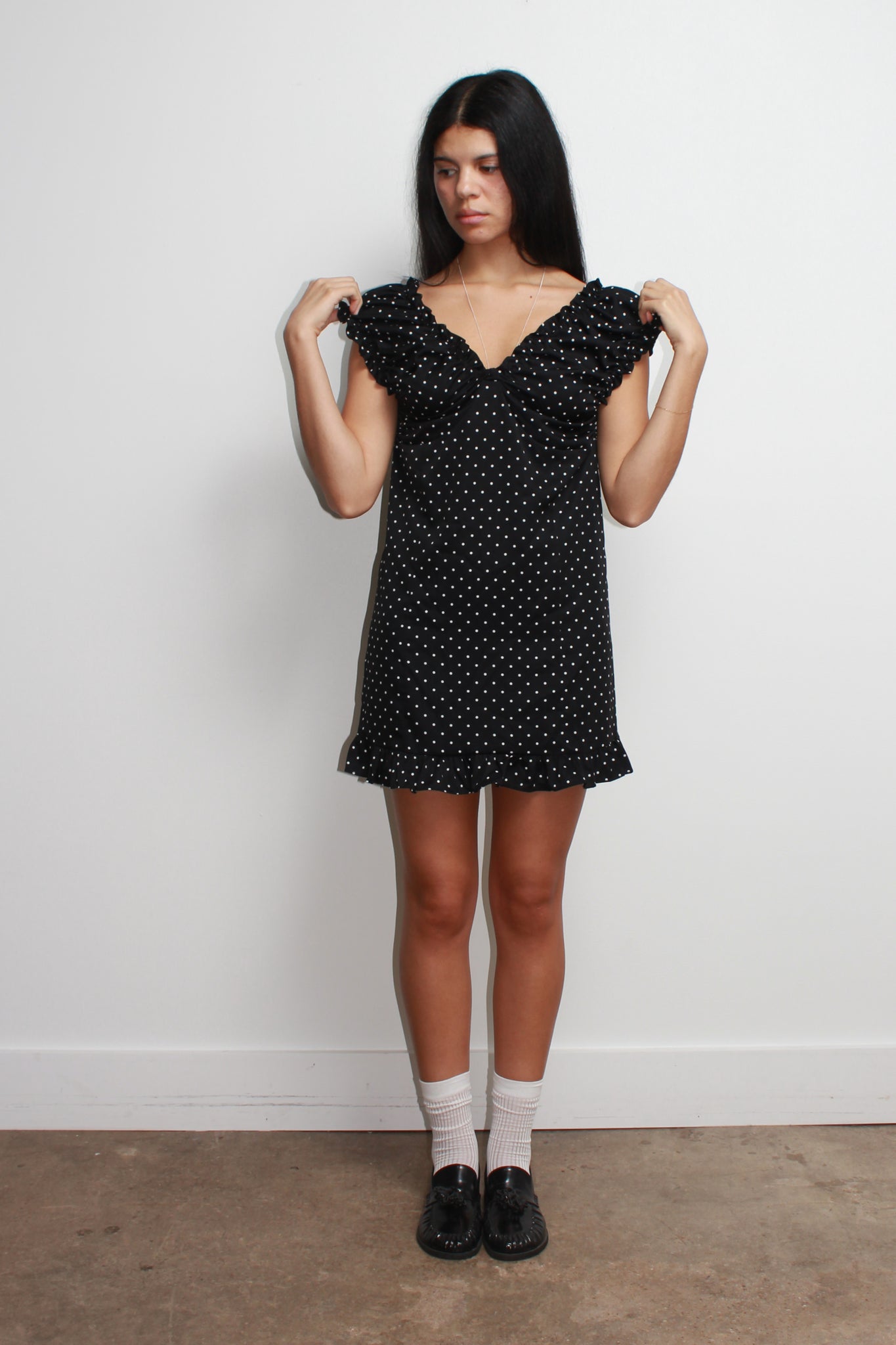 Olivia Polka-Dot Dress in Black