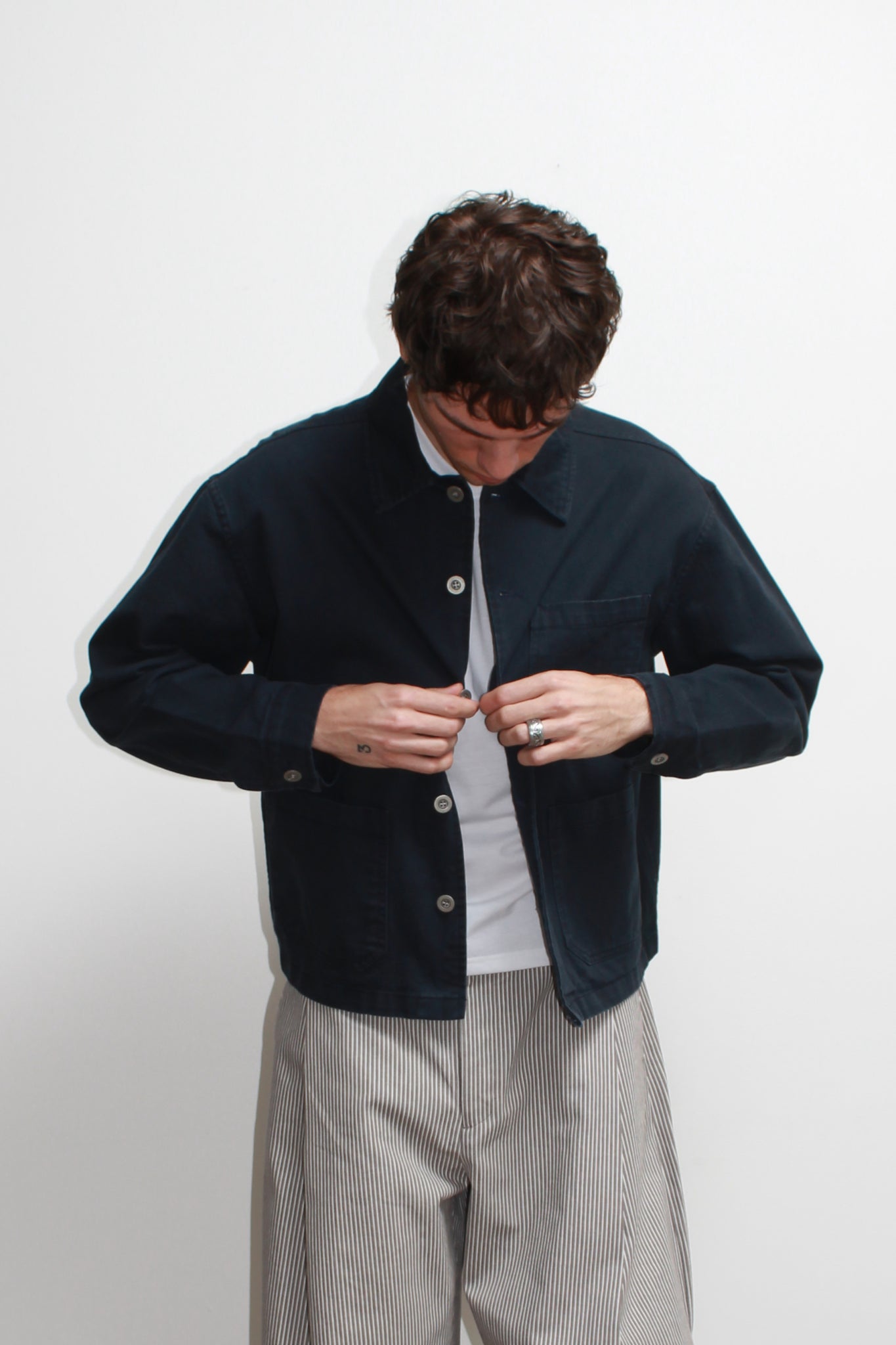 Remain D Crop Jacket in Navy