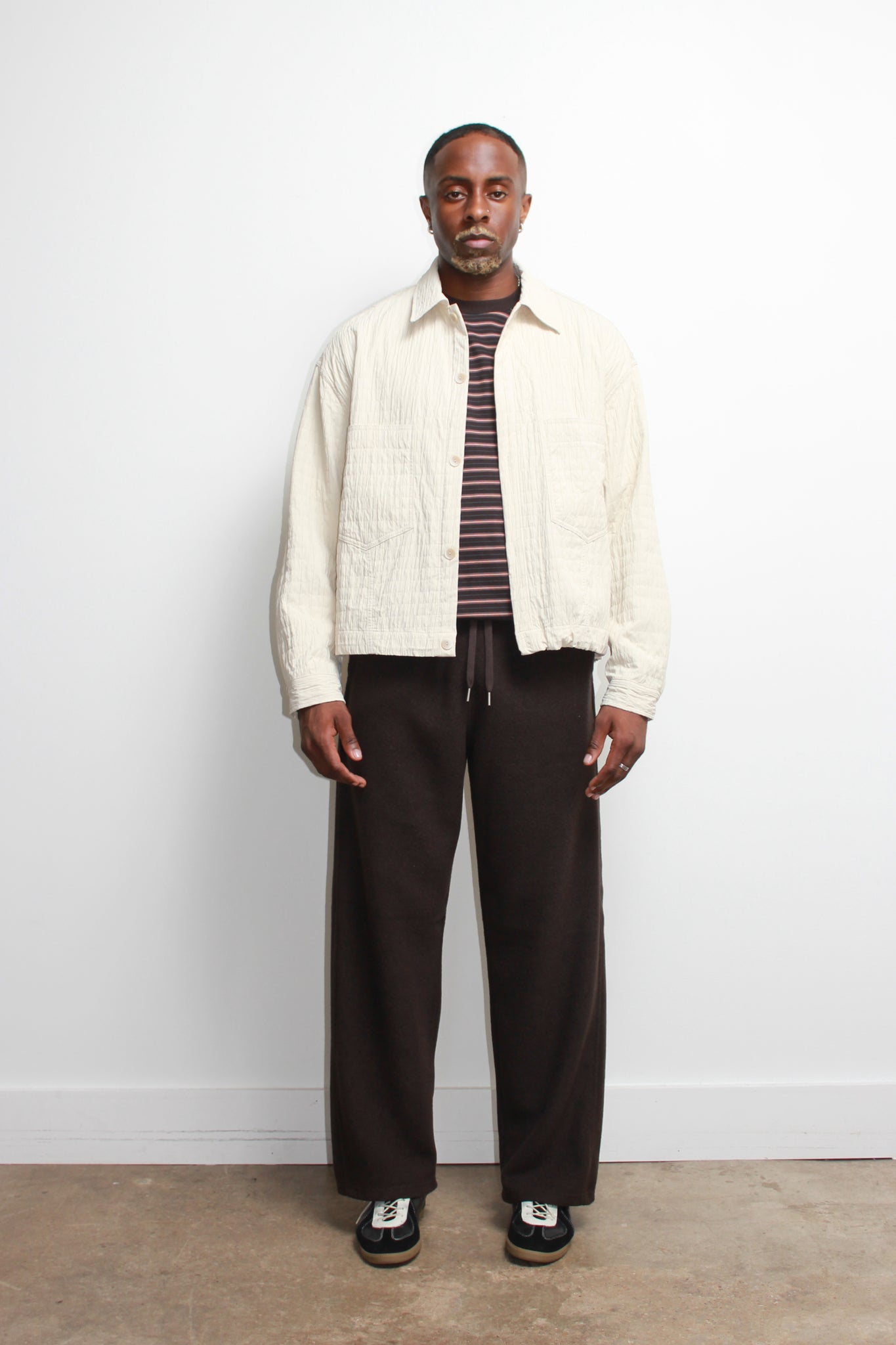 Crop Quilted Jacket in Cream